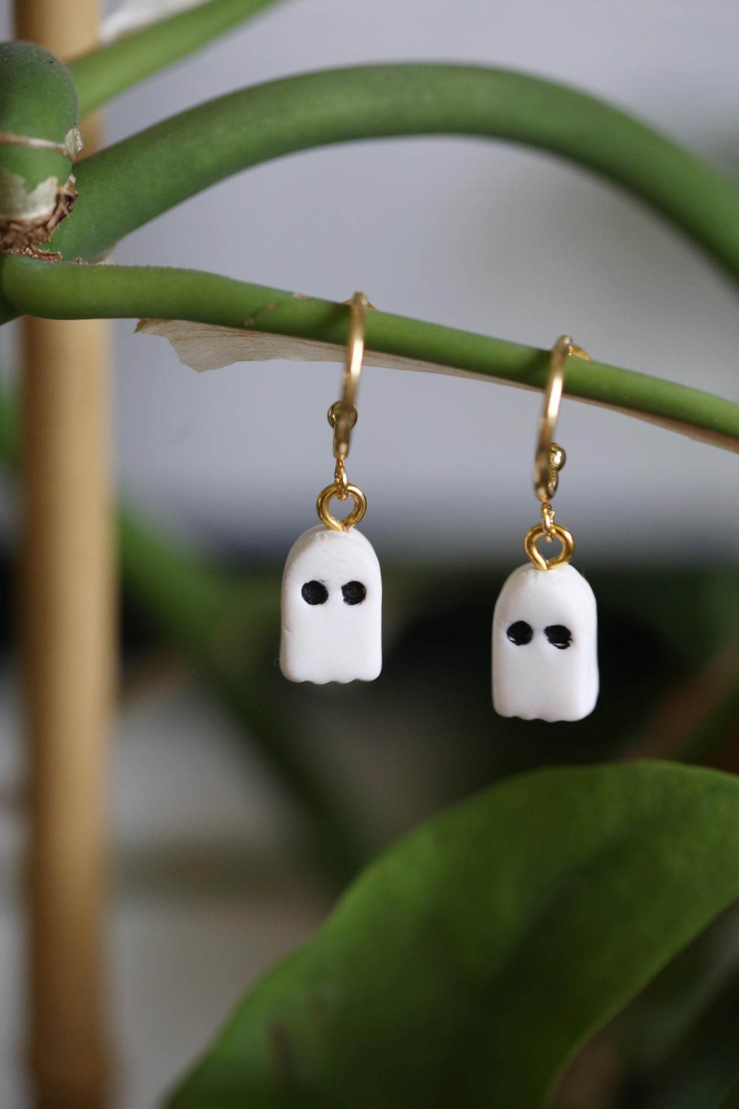 Tiny Ghost Clay Earrings