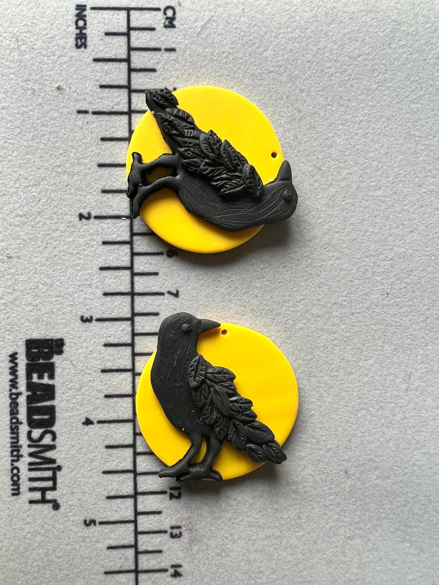 Raven and Full Moon Drop Earrings