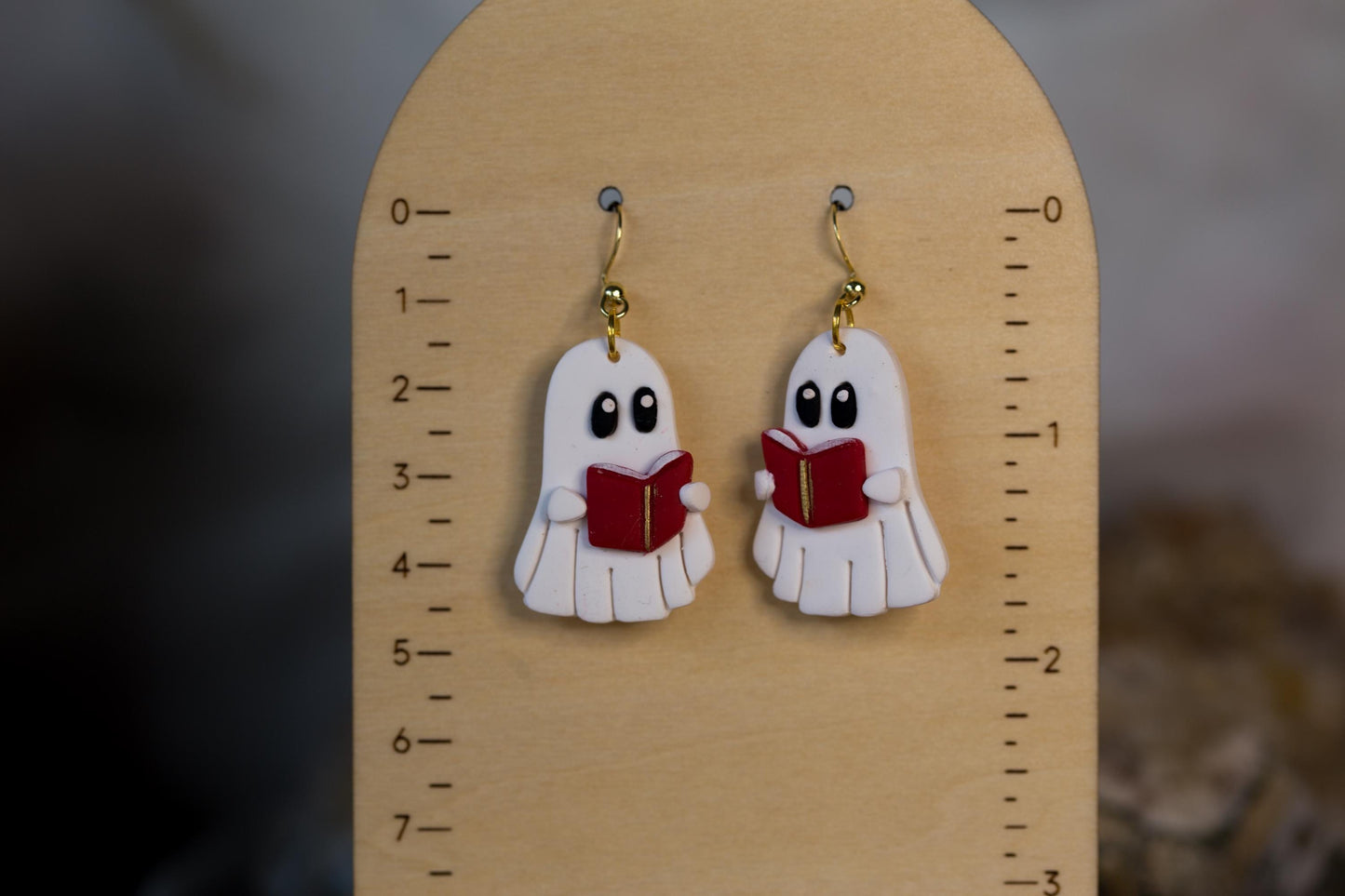 Ghost Librarian Clay Earrings