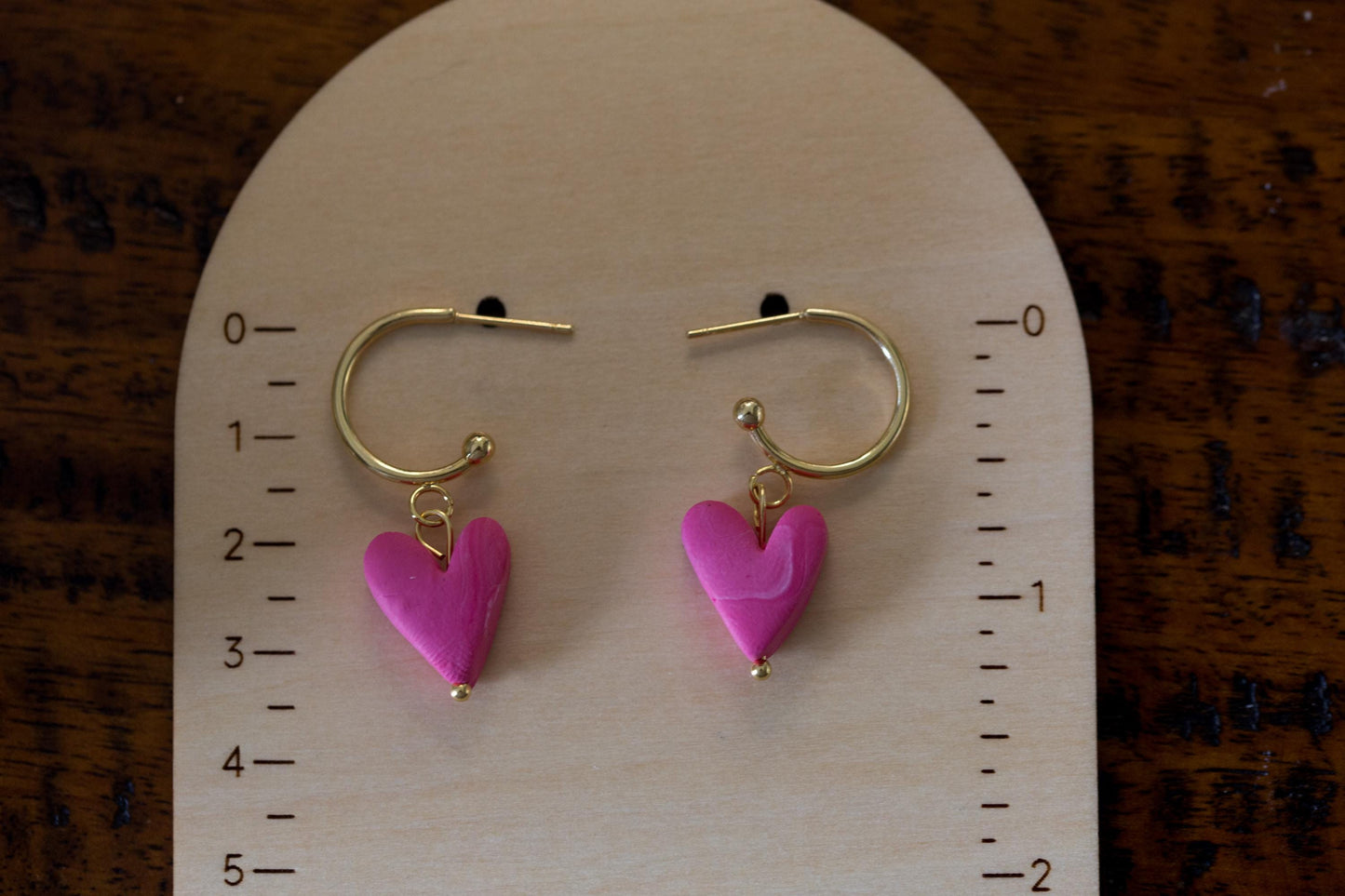 Pink Love Heart Drop Earrings