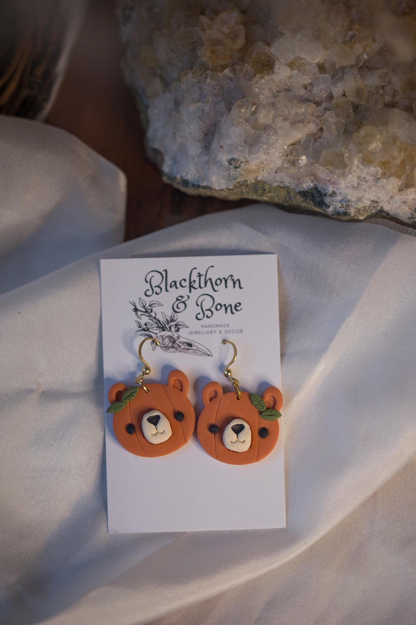Floral Pumpkin Bear Earrings