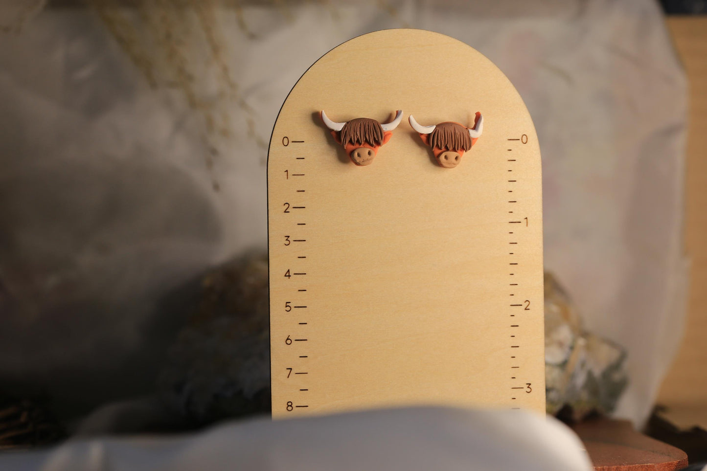 Handmade Highland Cow Studs