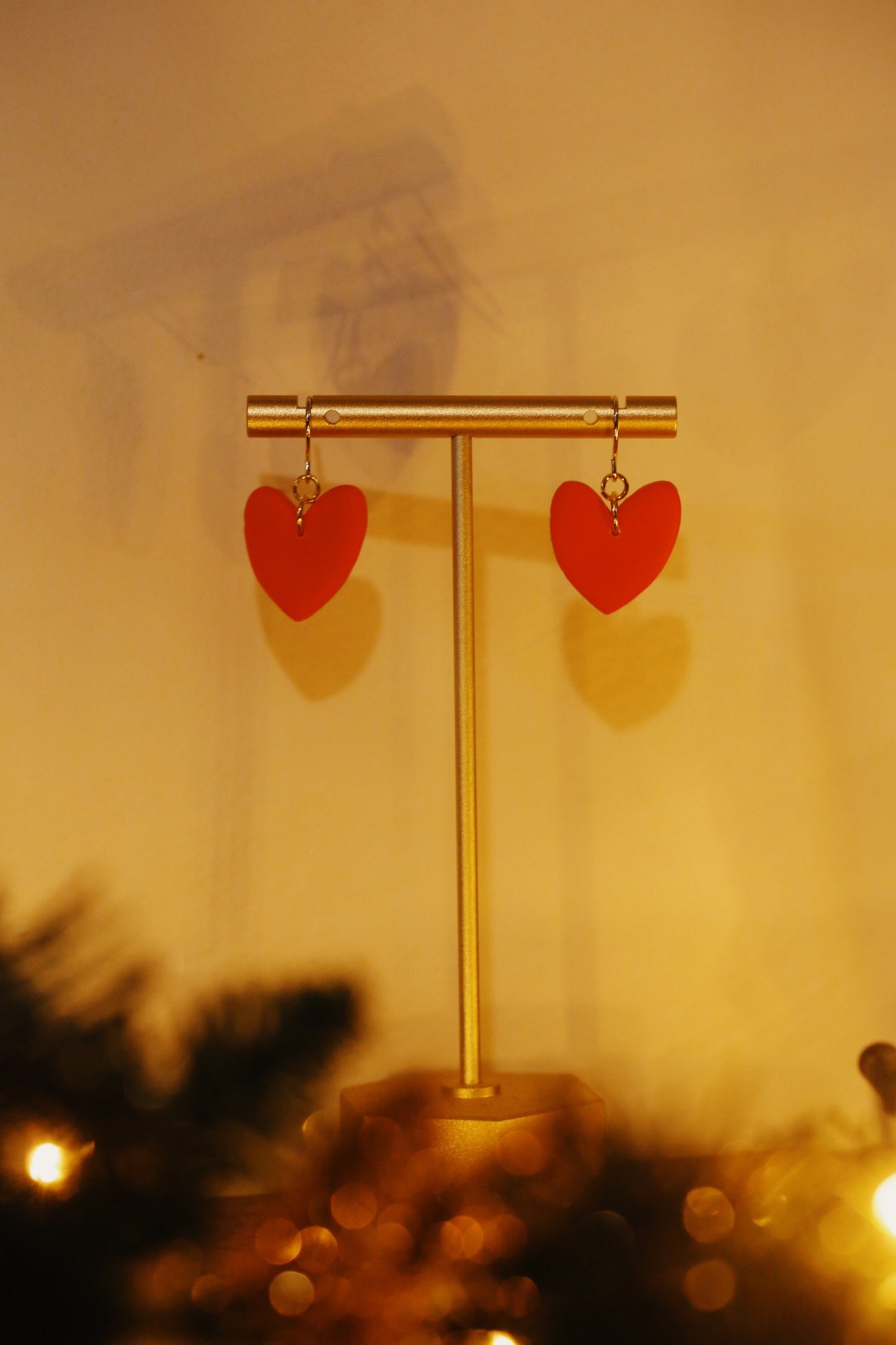 Simple Red Heart Polymer Clay Earrings