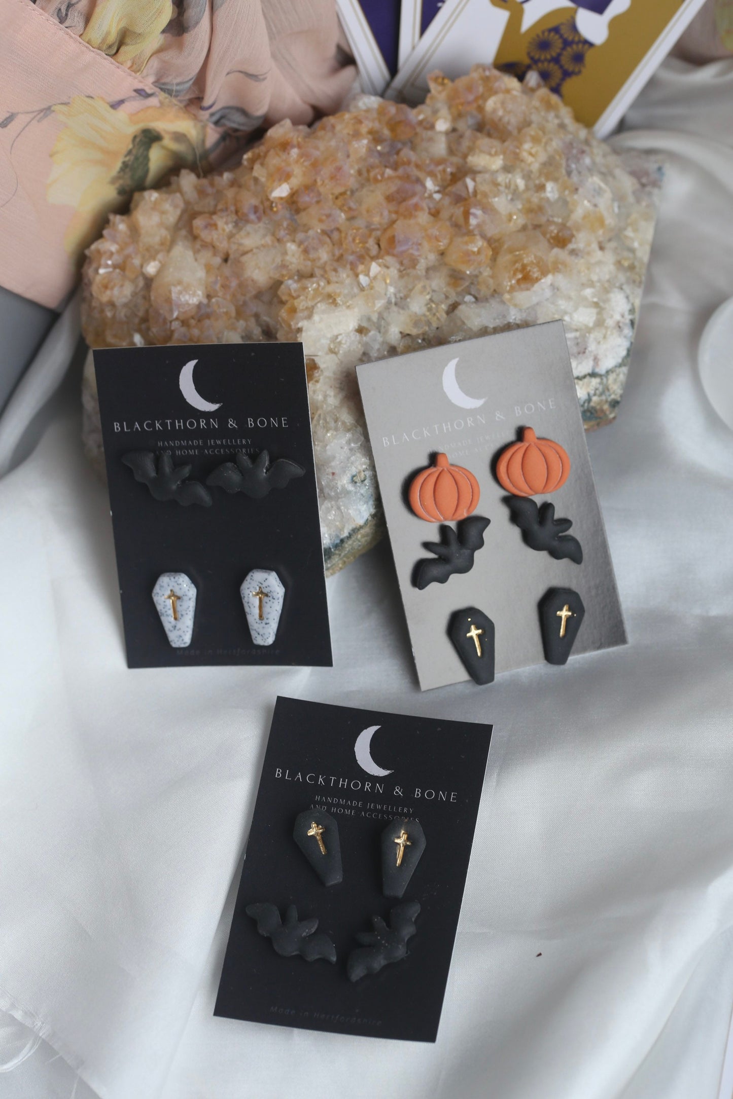 Halloween Stud Pack - Coffin, Pumpkin and Bat Earrings