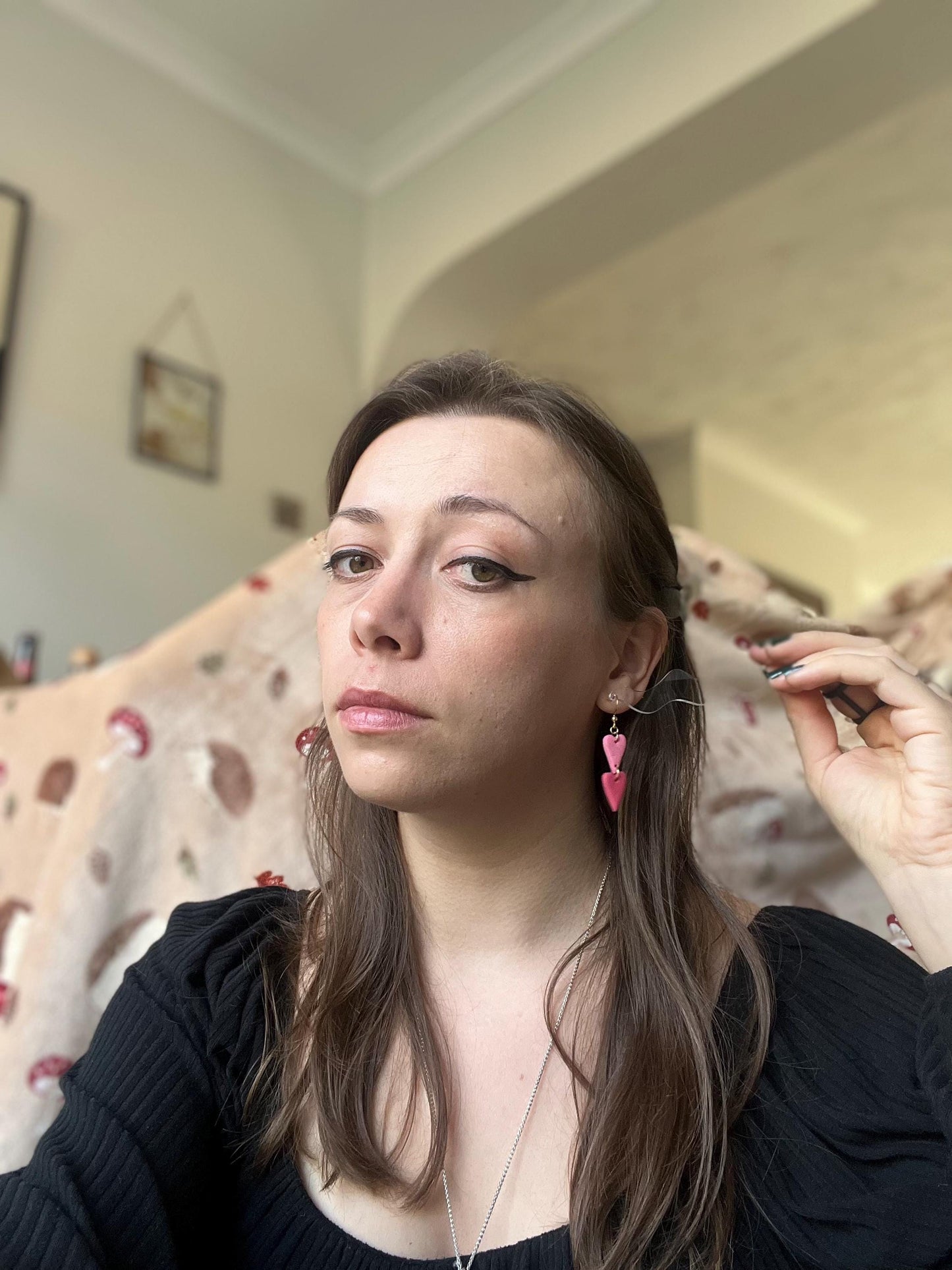 Double Heart Drop Earrings