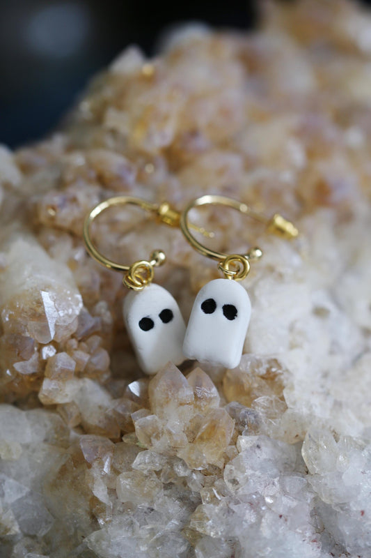 Tiny Ghost Clay Earrings