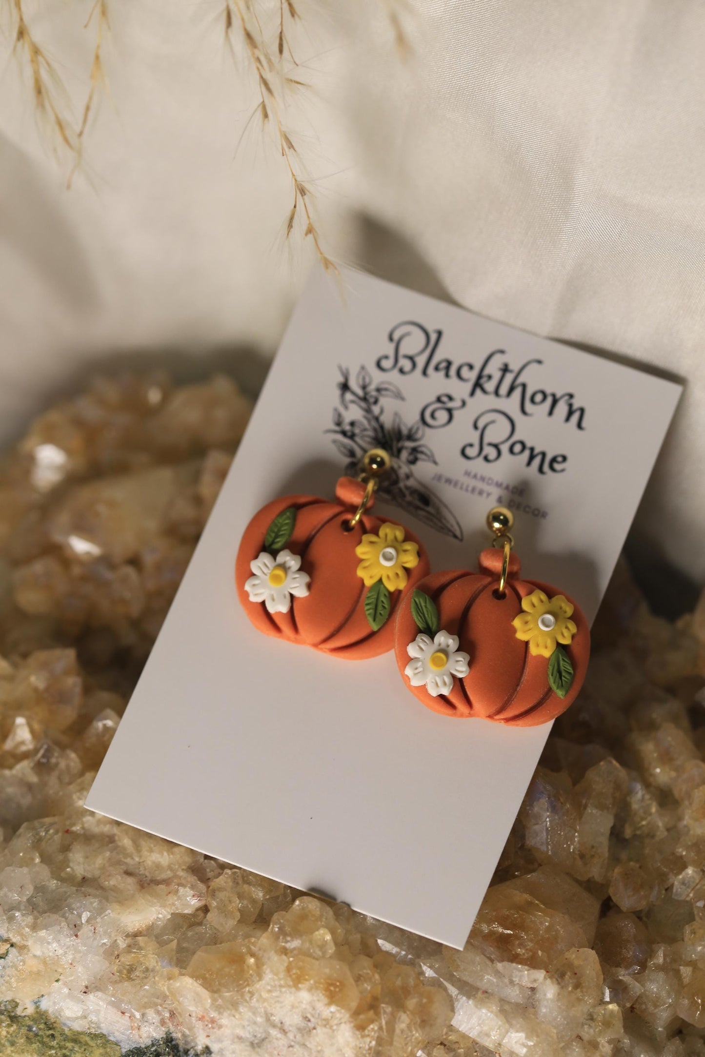 Handmade Floral Pumpkin Earrings