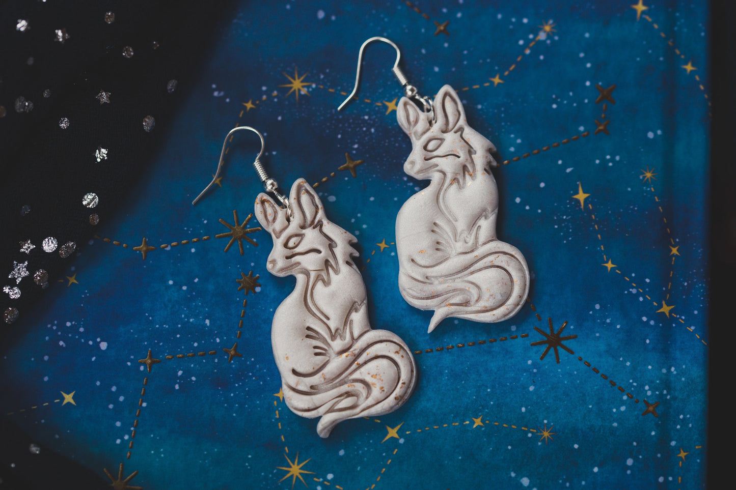 Silver Pearl Fox earrings