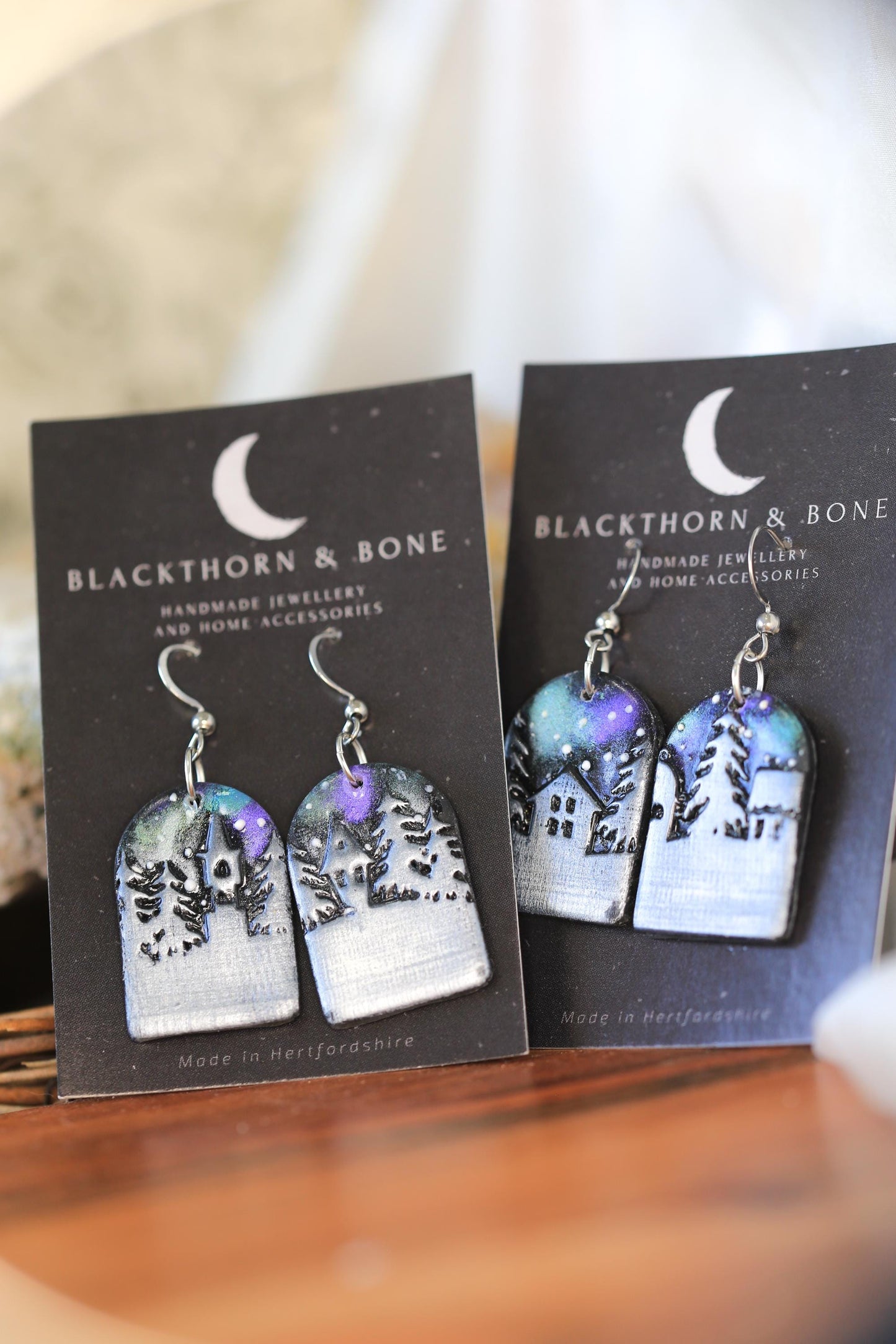 Christmas Village with Northern Lights Earrings