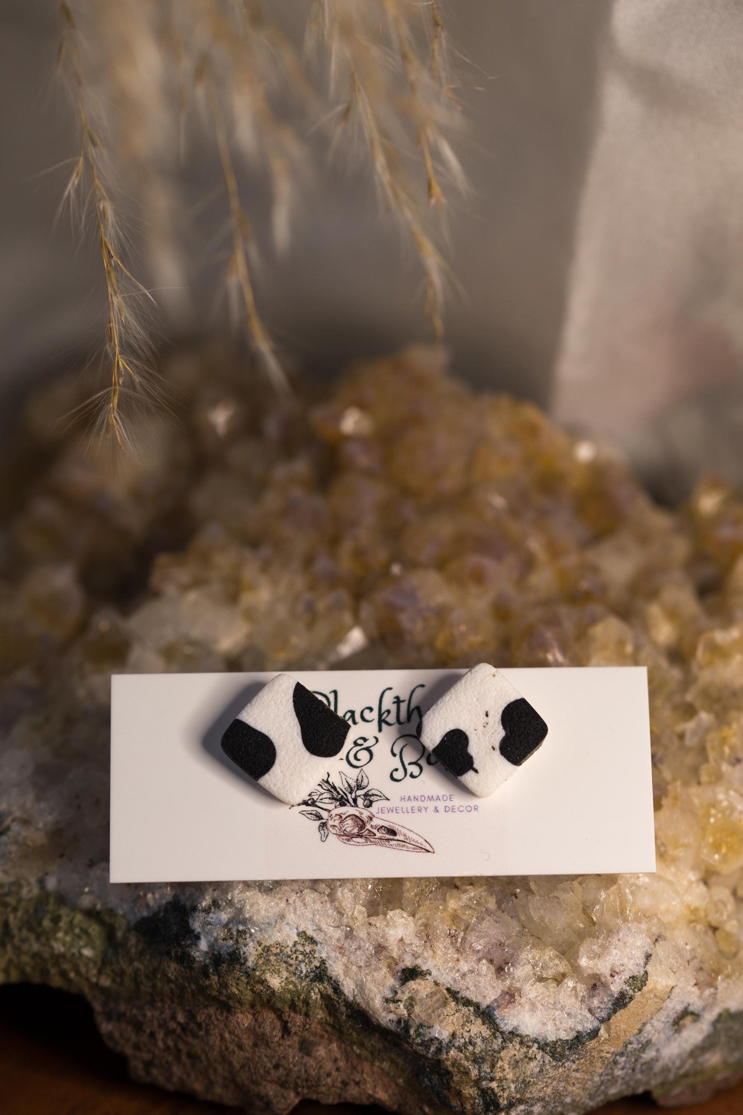 Mini Cow Print Studs