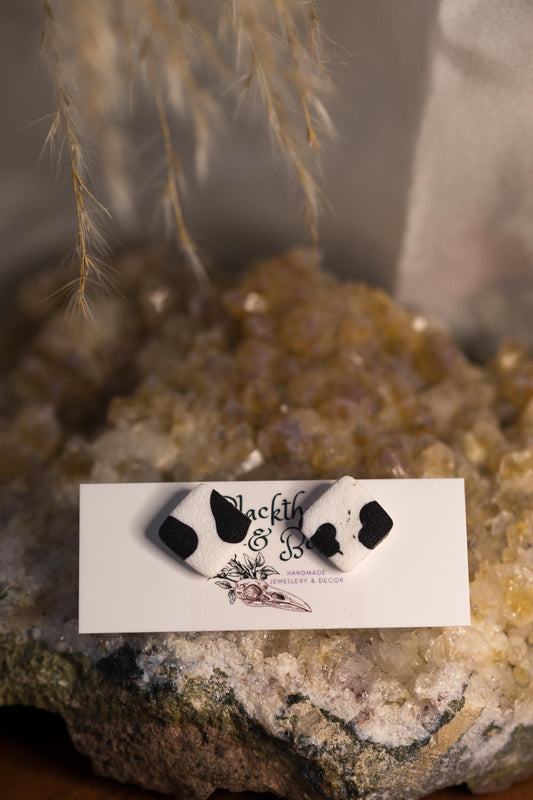 Mini Cow Print Studs