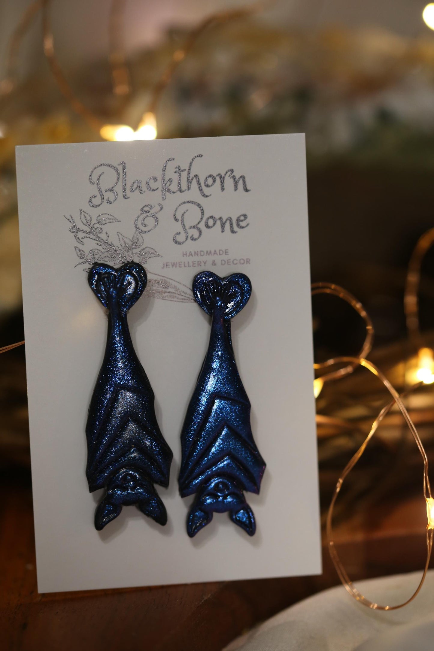 Sparkly Purple Bat Statement Stud Earrings