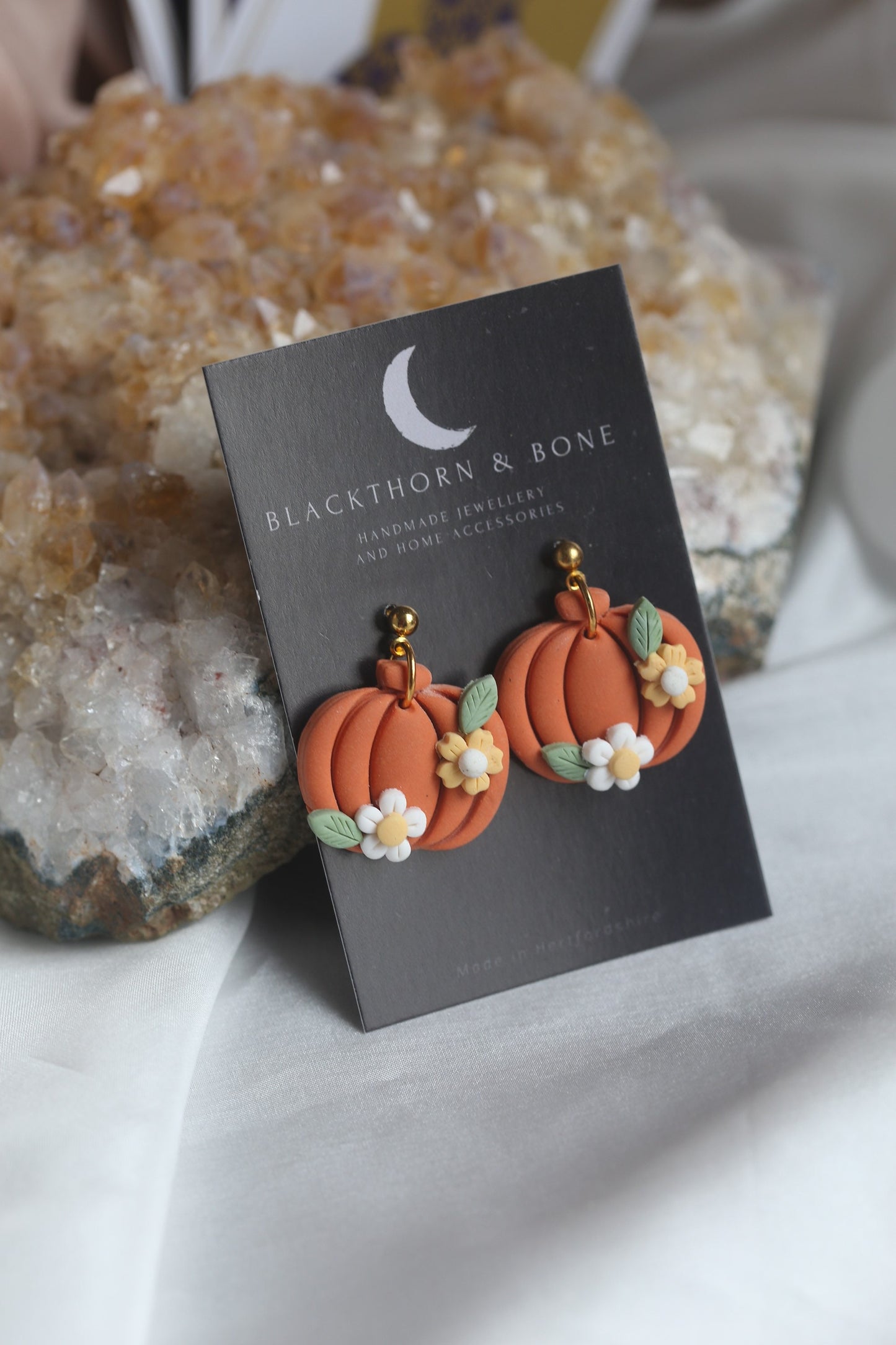 Handmade Floral Pumpkin Earrings