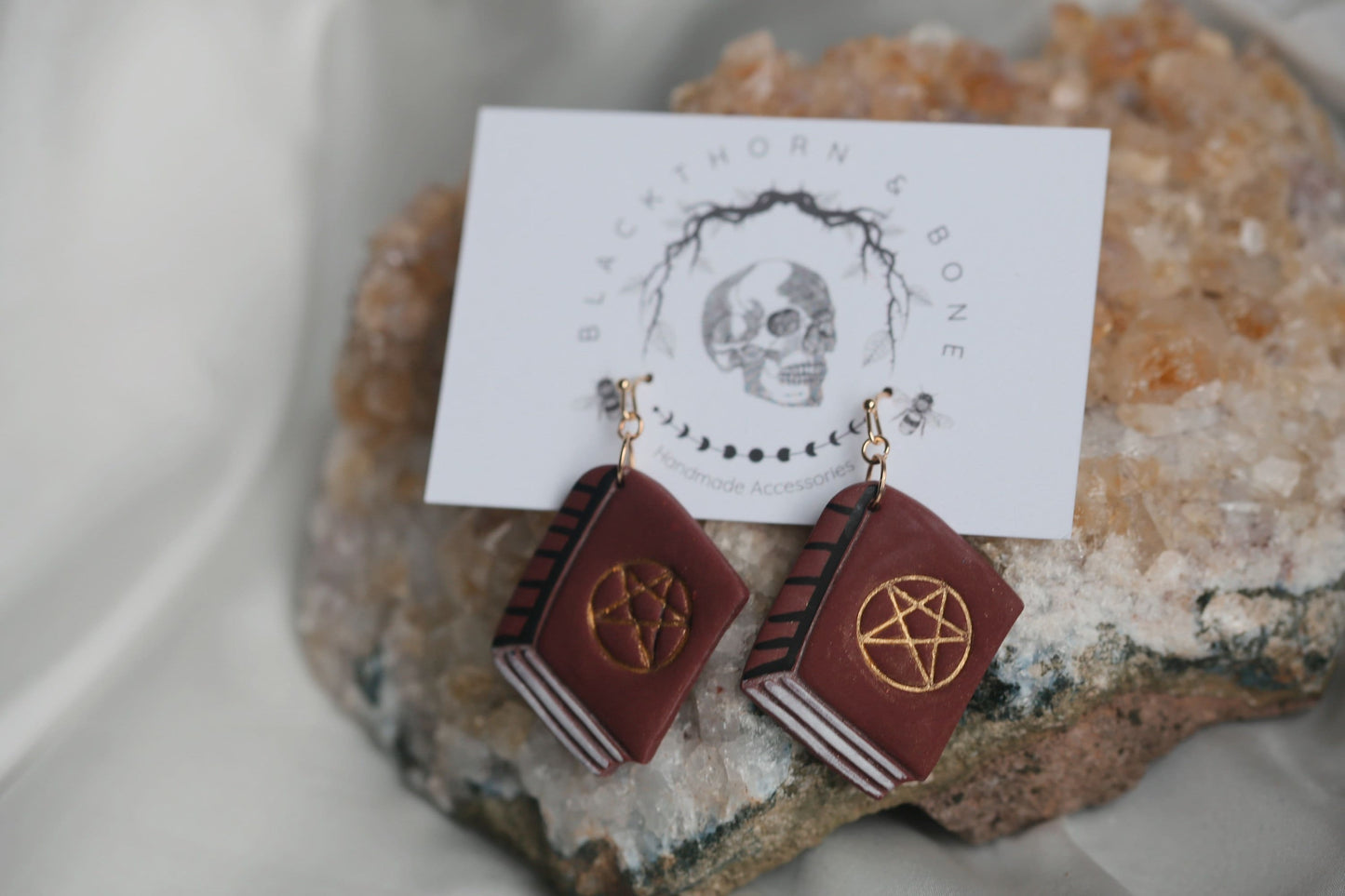 Handmade Witch Grimoire Earrings