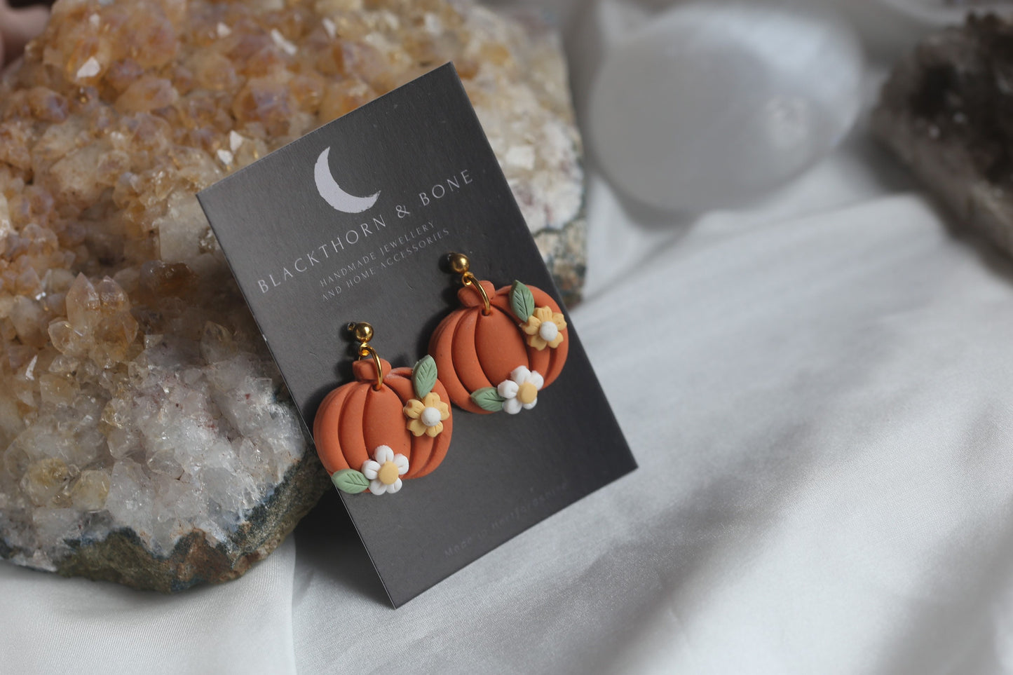 Handmade Floral Pumpkin Earrings