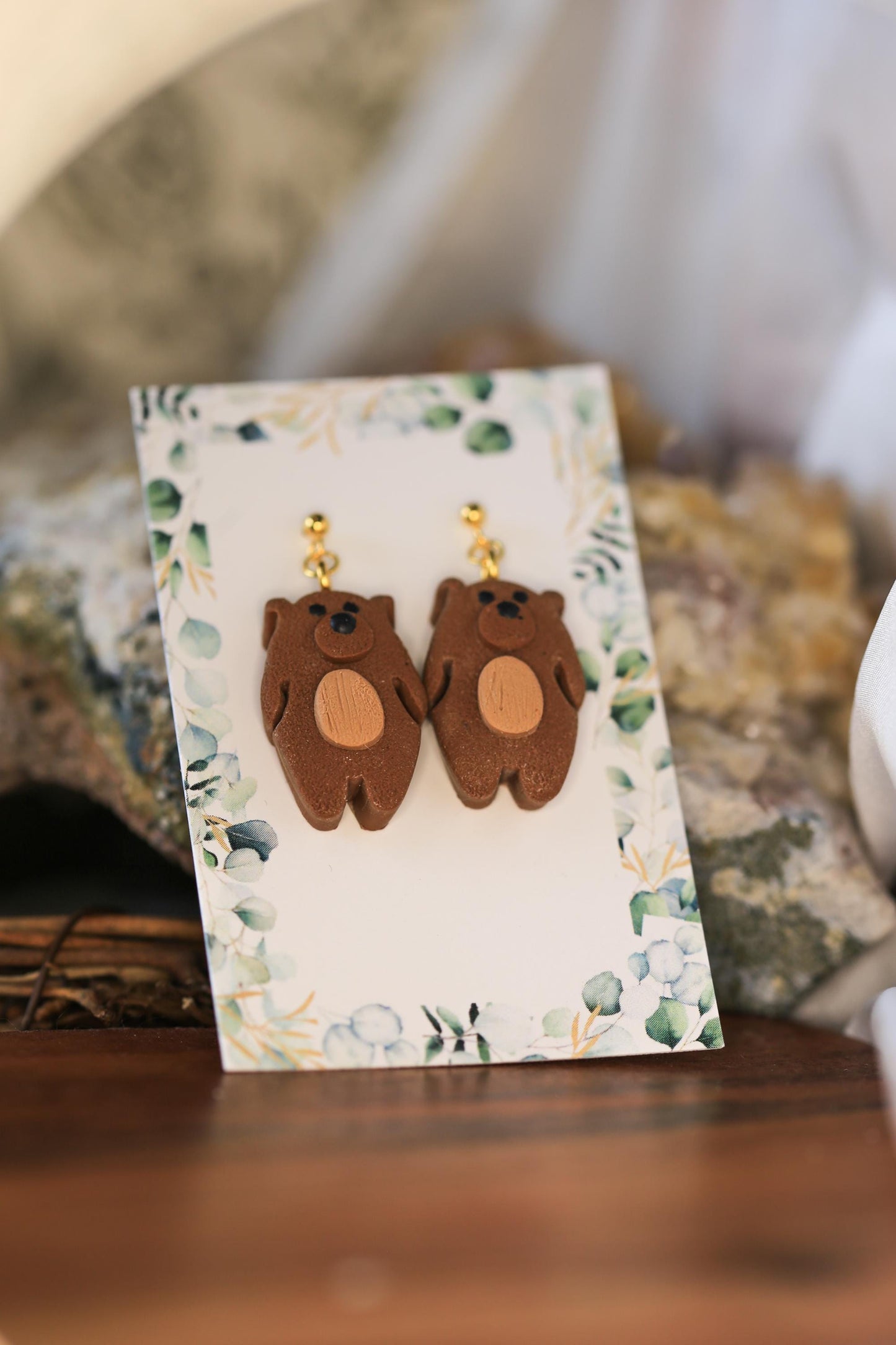 Brown Bear Earrings