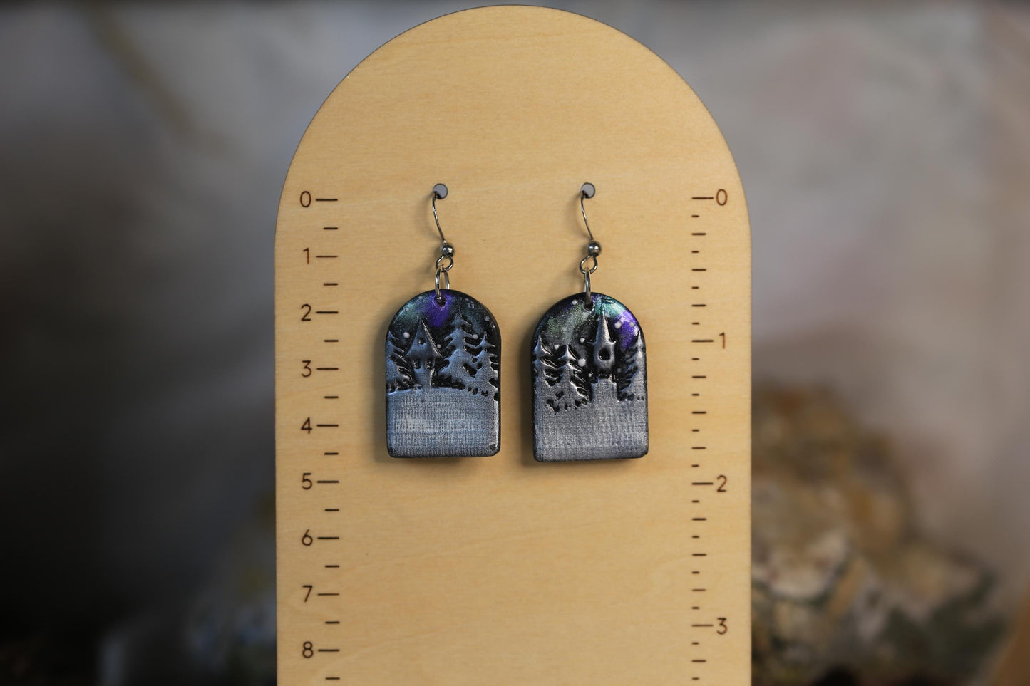 Christmas Village with Northern Lights Earrings