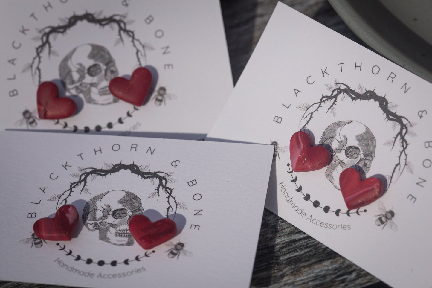 Dainty Red Love Heart Polymer Clay Stud Earrings