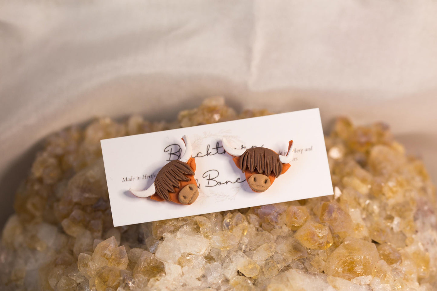 Handmade Highland Cow Studs