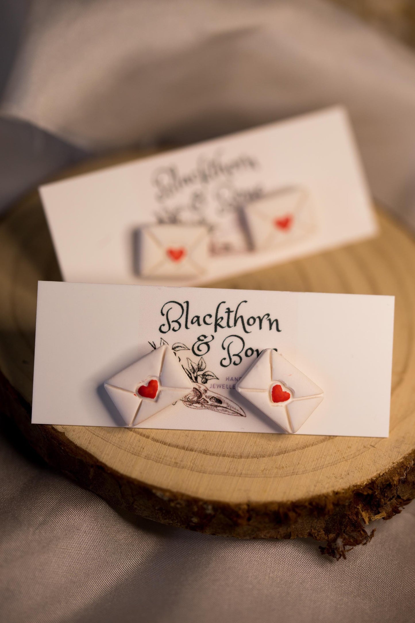 Valentines Love Letter Studs - Handmade Polymer Clay Earrings