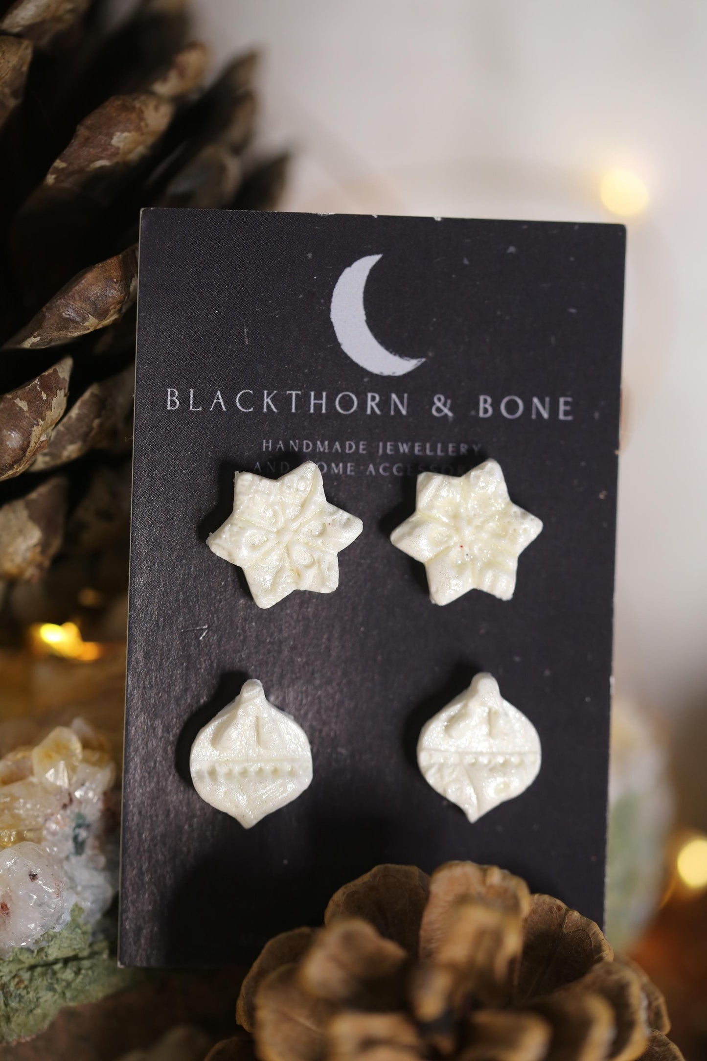 Snowflake and Bauble Studs