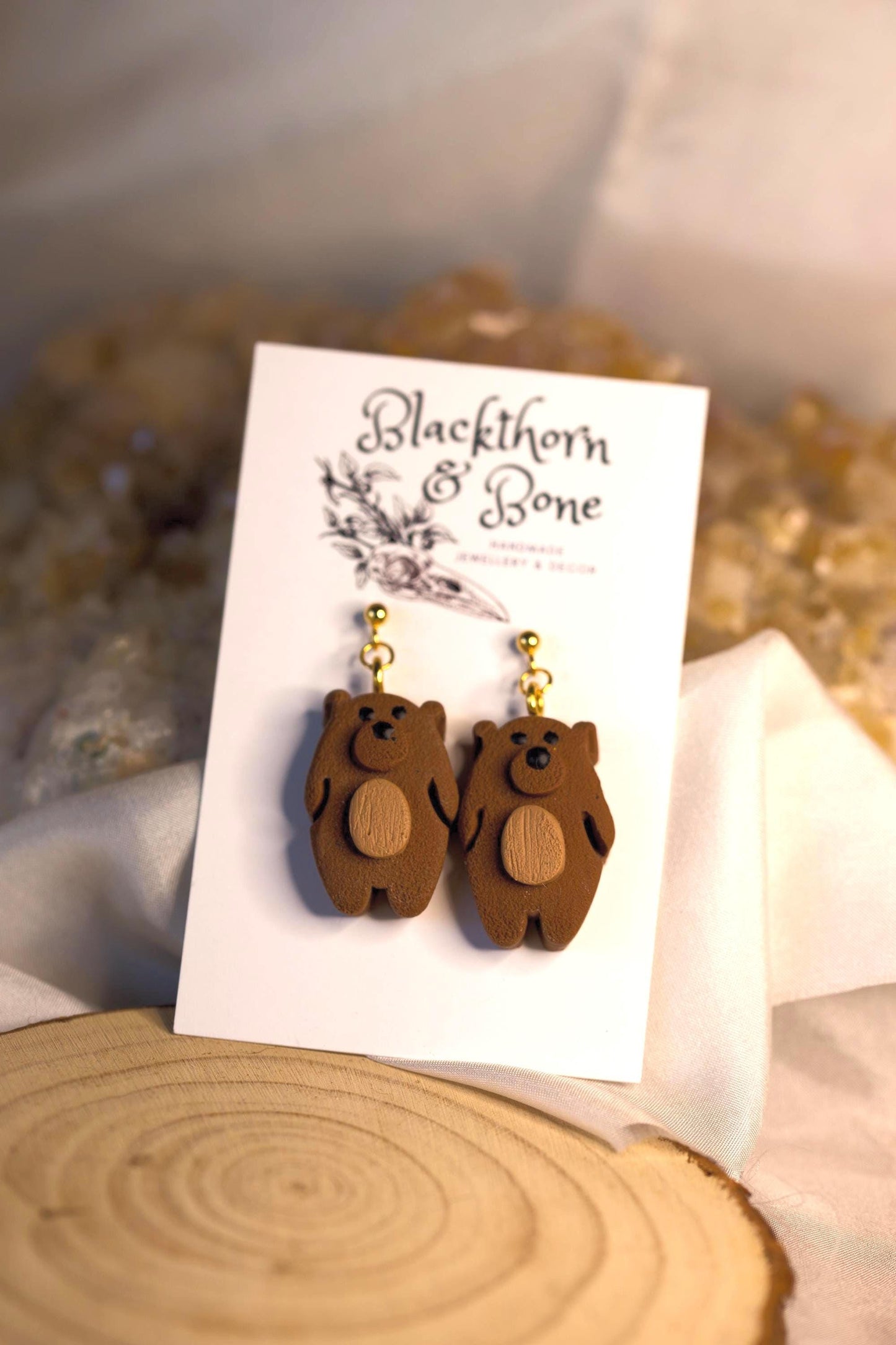Brown Bear Earrings