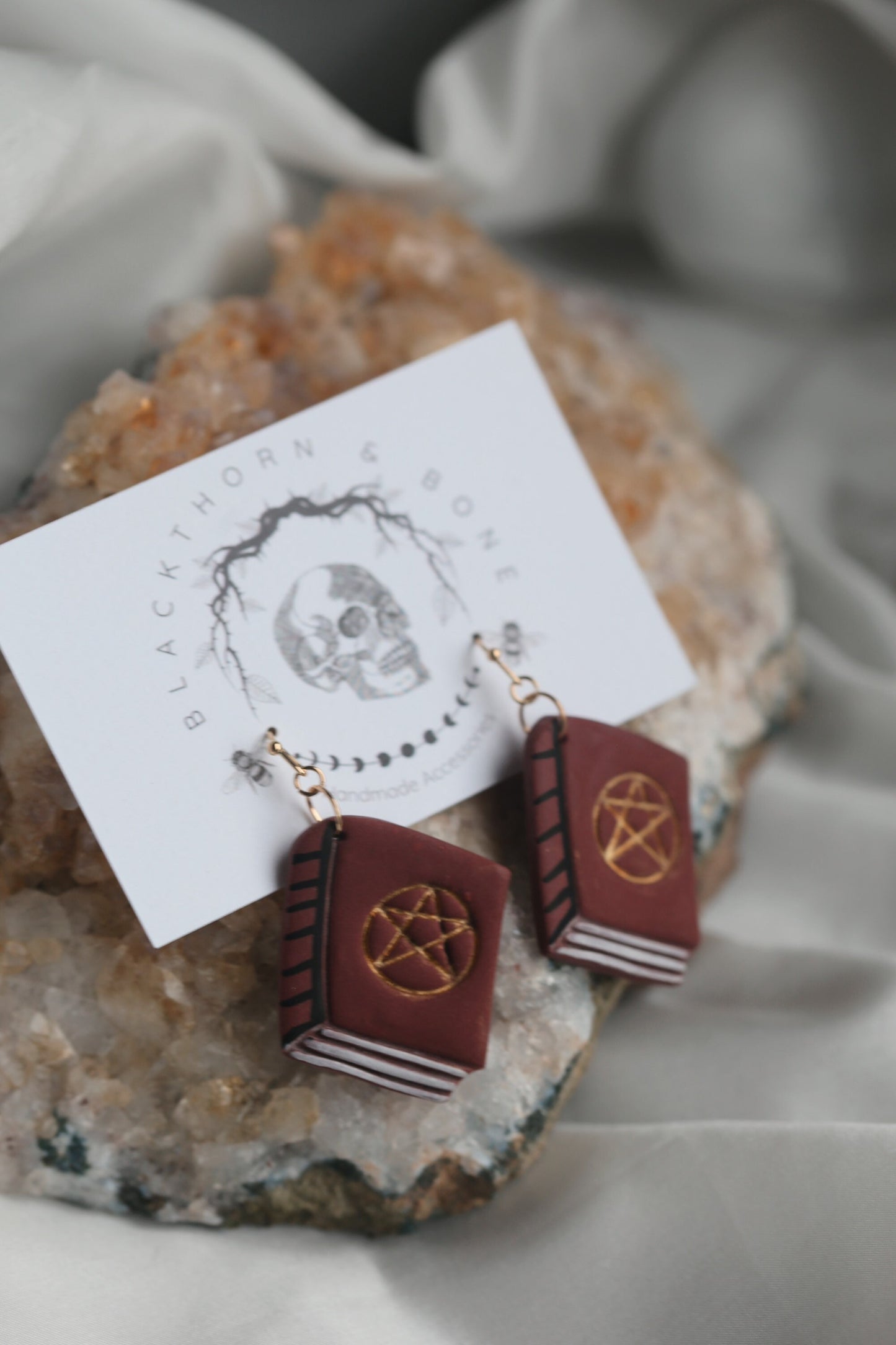 Handmade Witch Grimoire Earrings