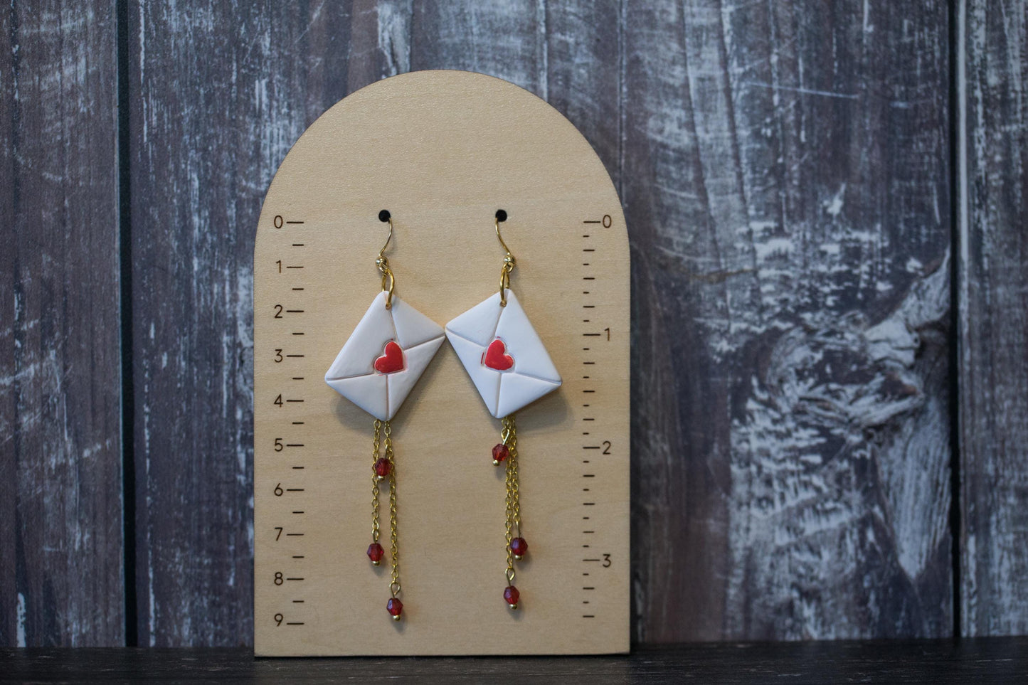 Love Letter Earrings with Chain and Crystal Beads