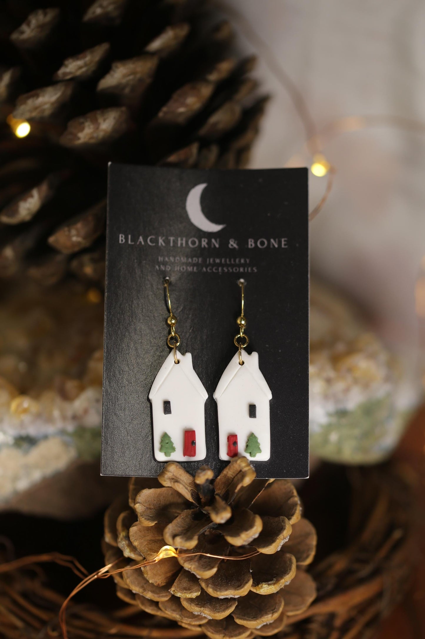 Christmas House Polymer Clay Earrings