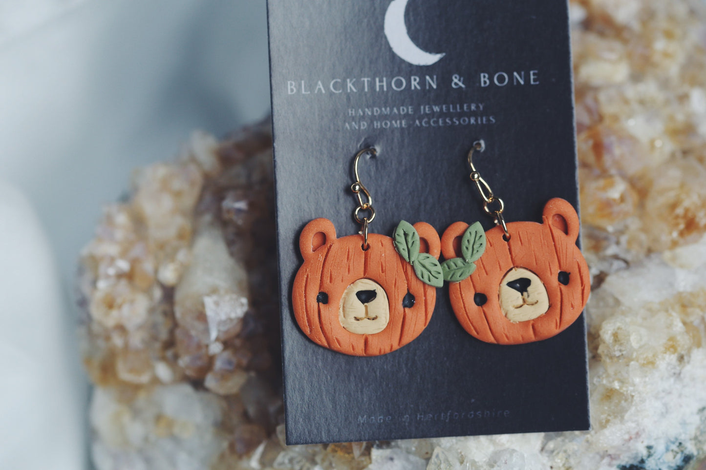 Floral Pumpkin Bear Earrings