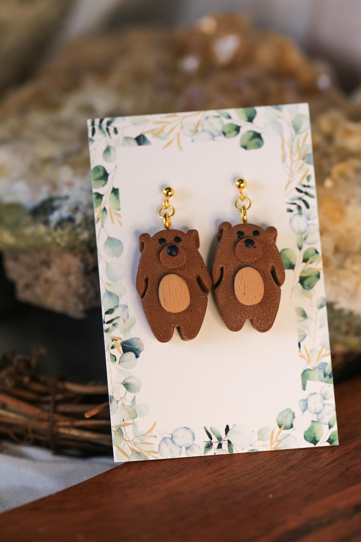 Brown Bear Earrings