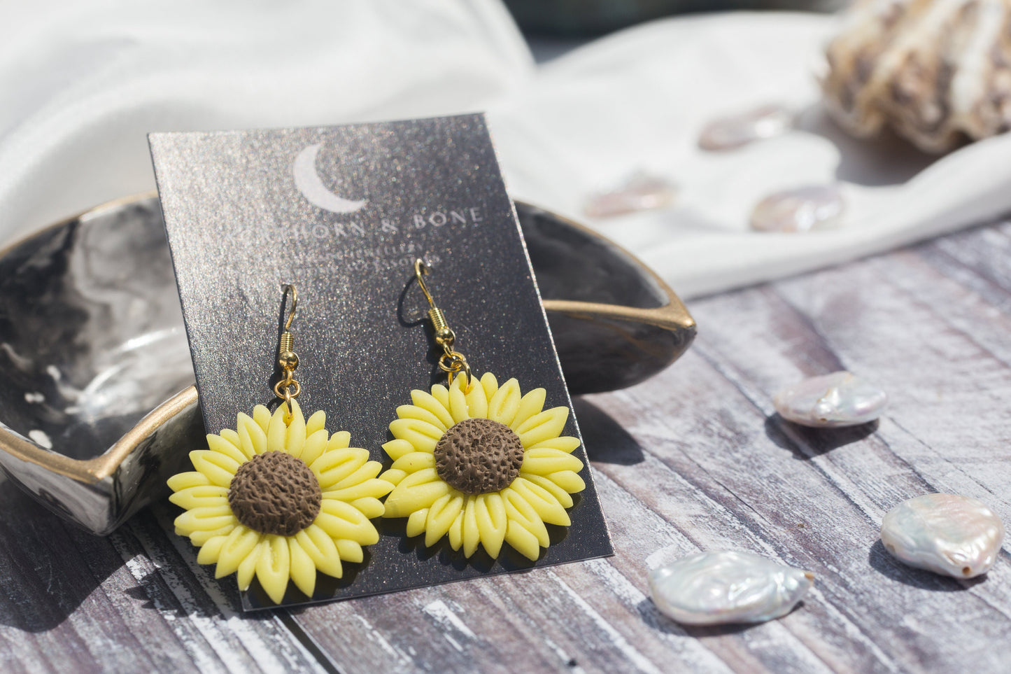 Large Sunflower Polymer Clay Earrings