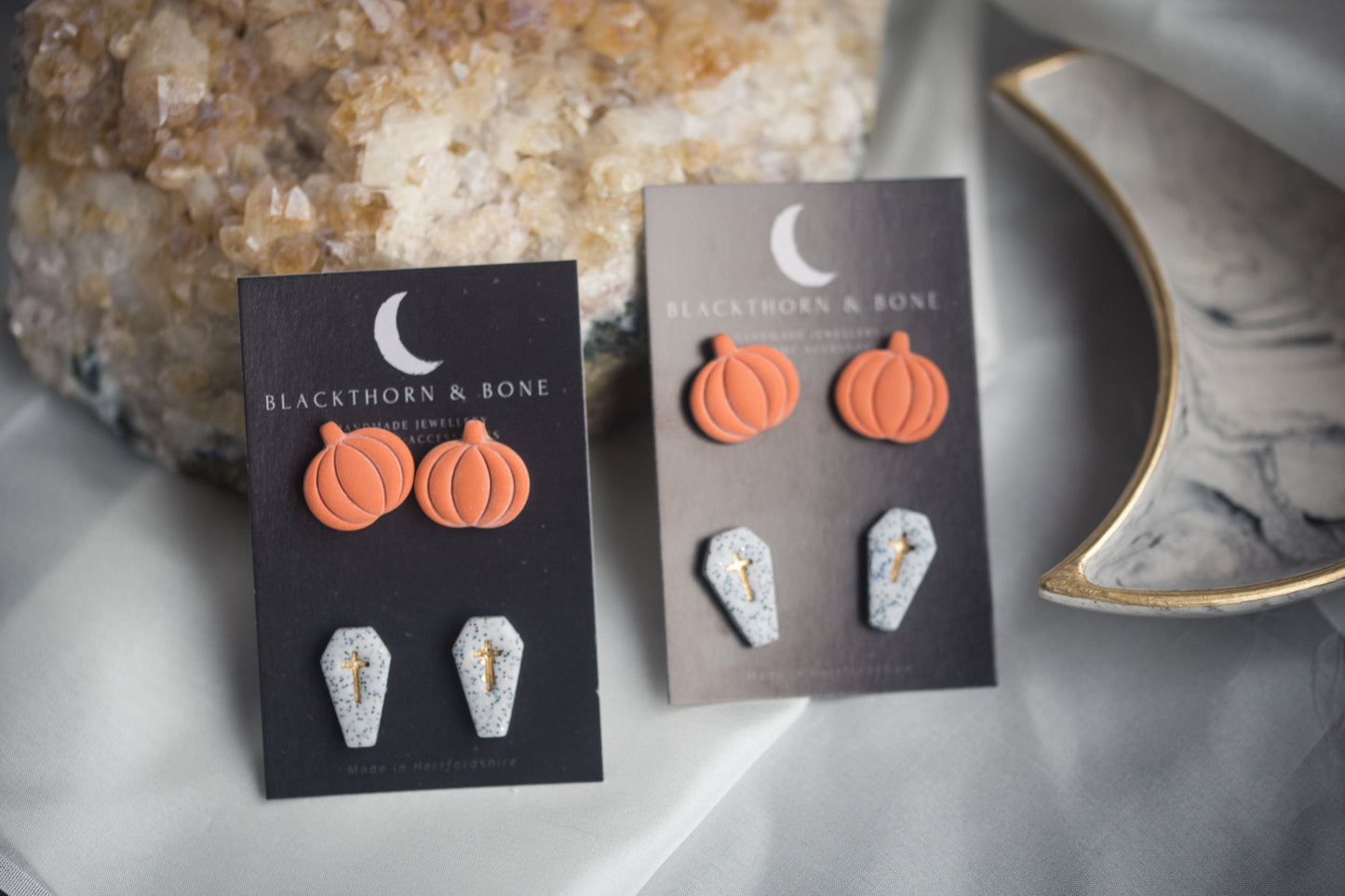 Halloween Stud Pack - Coffin, Pumpkin and Bat Earrings