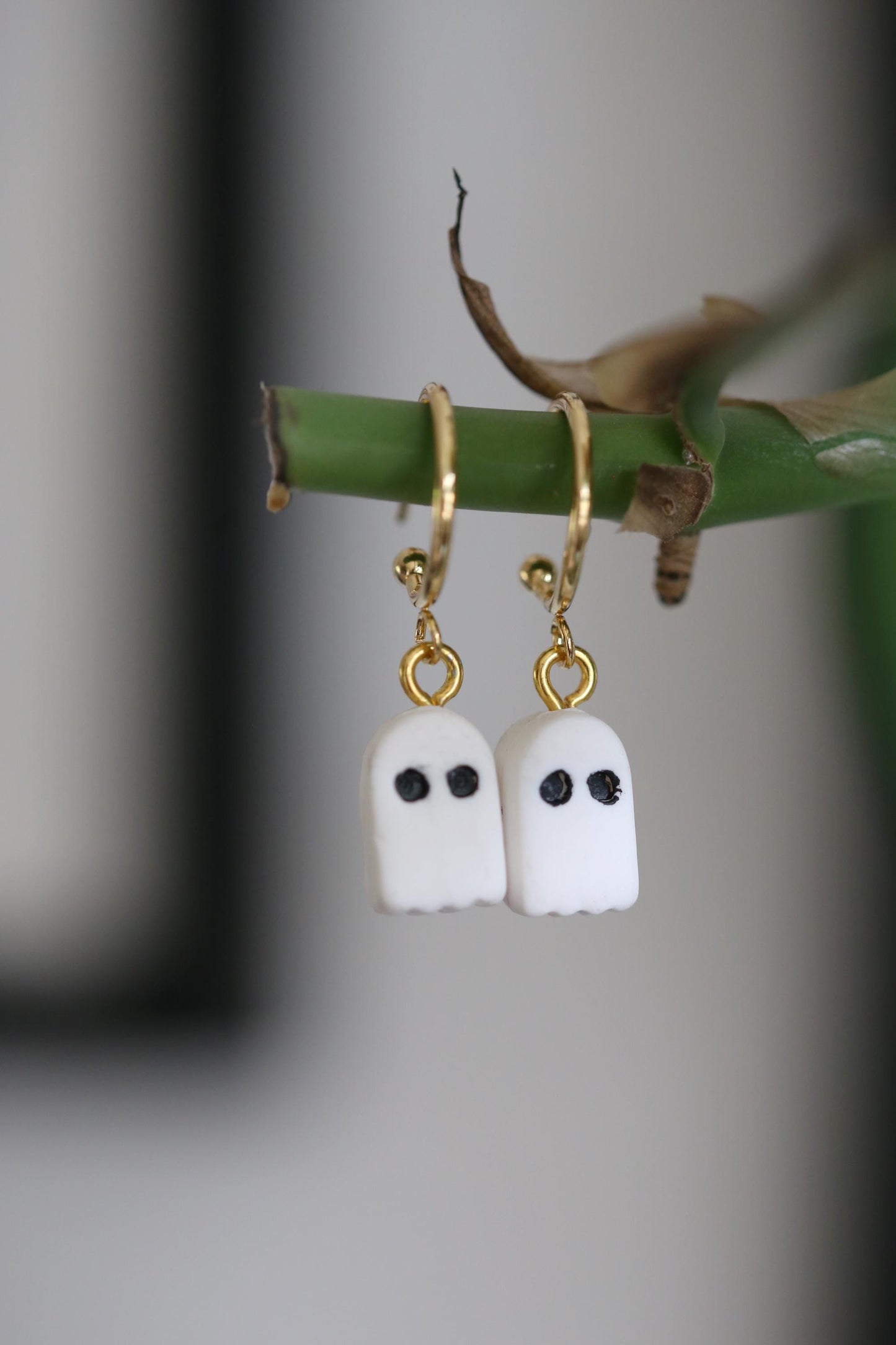 Tiny Ghost Clay Earrings