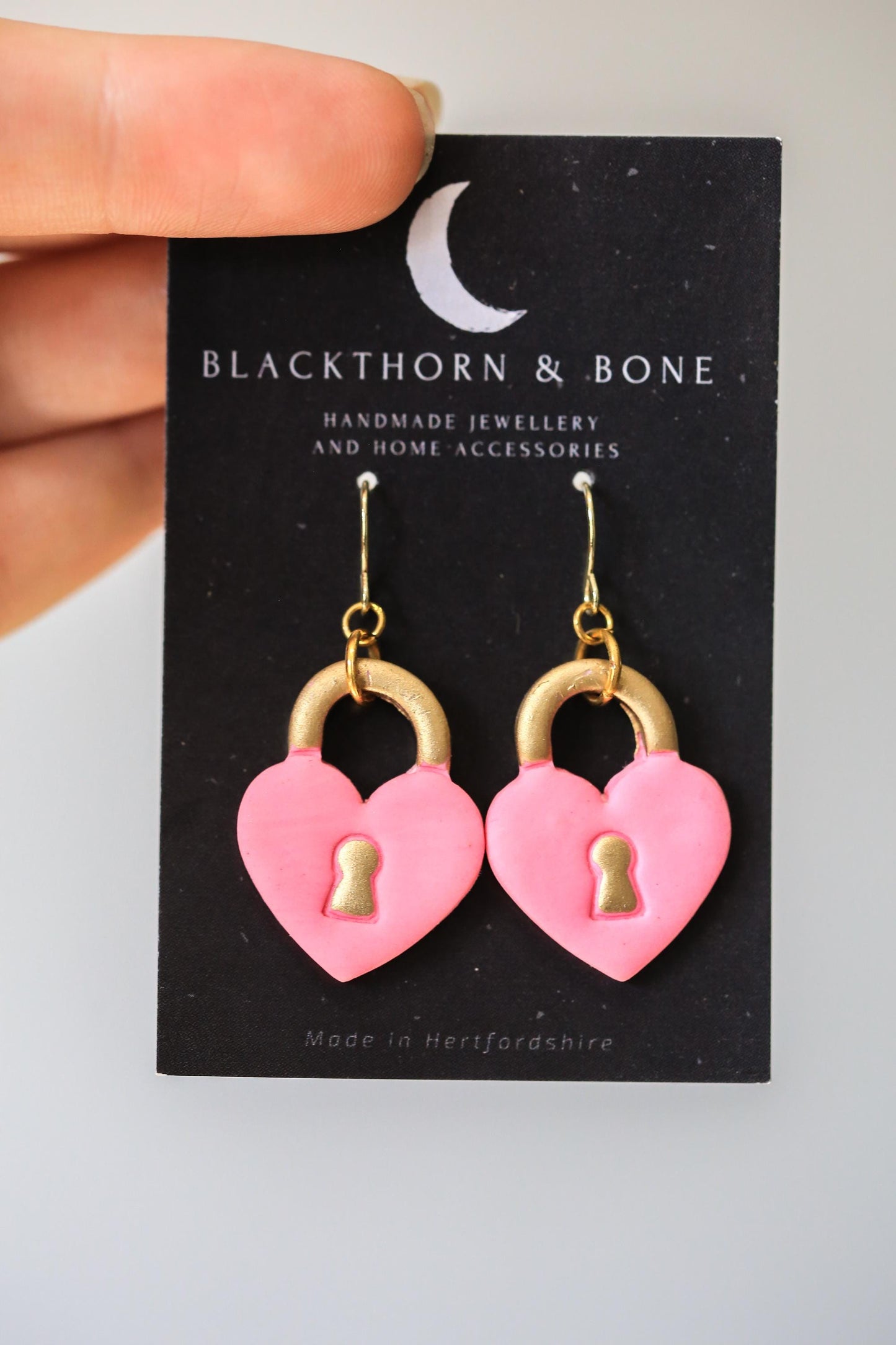 Handmade Heart Padlock Polymer Clay Earrings
