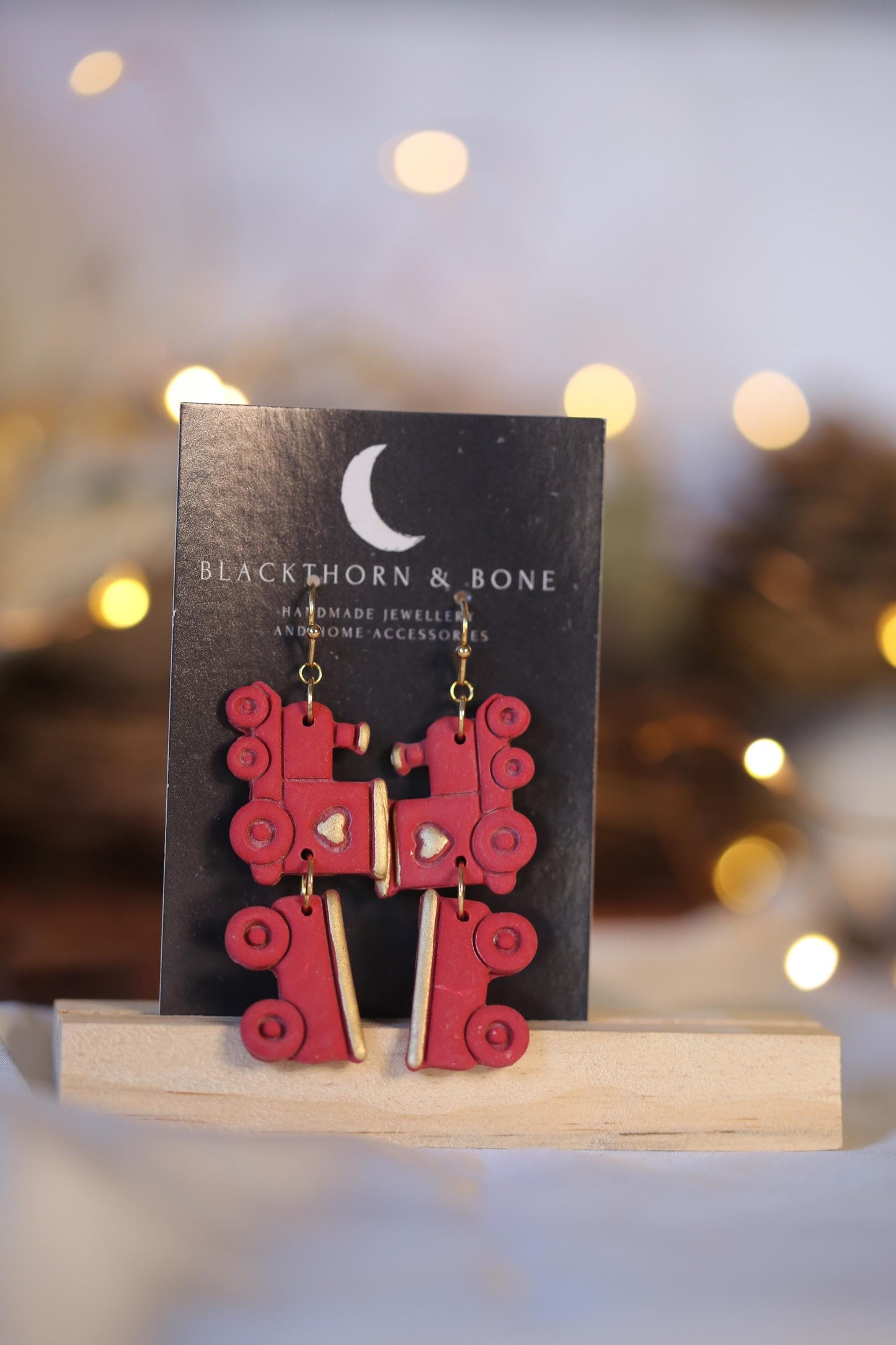 Green or Red Christmas Train Earring