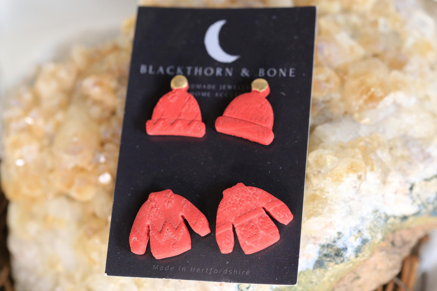 Christmas Stud Pack - Christmas Jumper and Woolly Hat Stud Earrings, Set of Two, Winter Jewellery