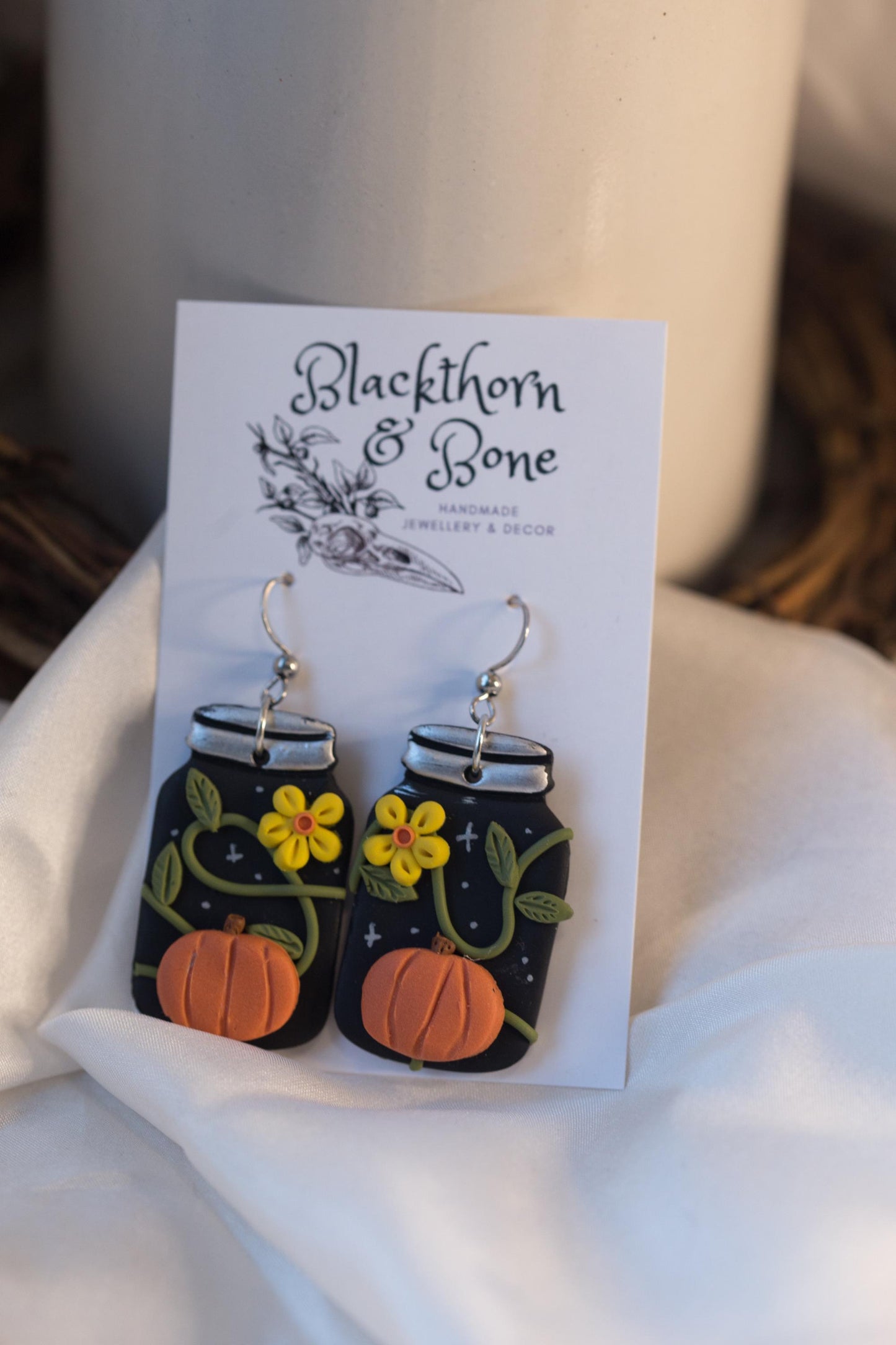 Handmade Pumpkin Mason Jar Earrings
