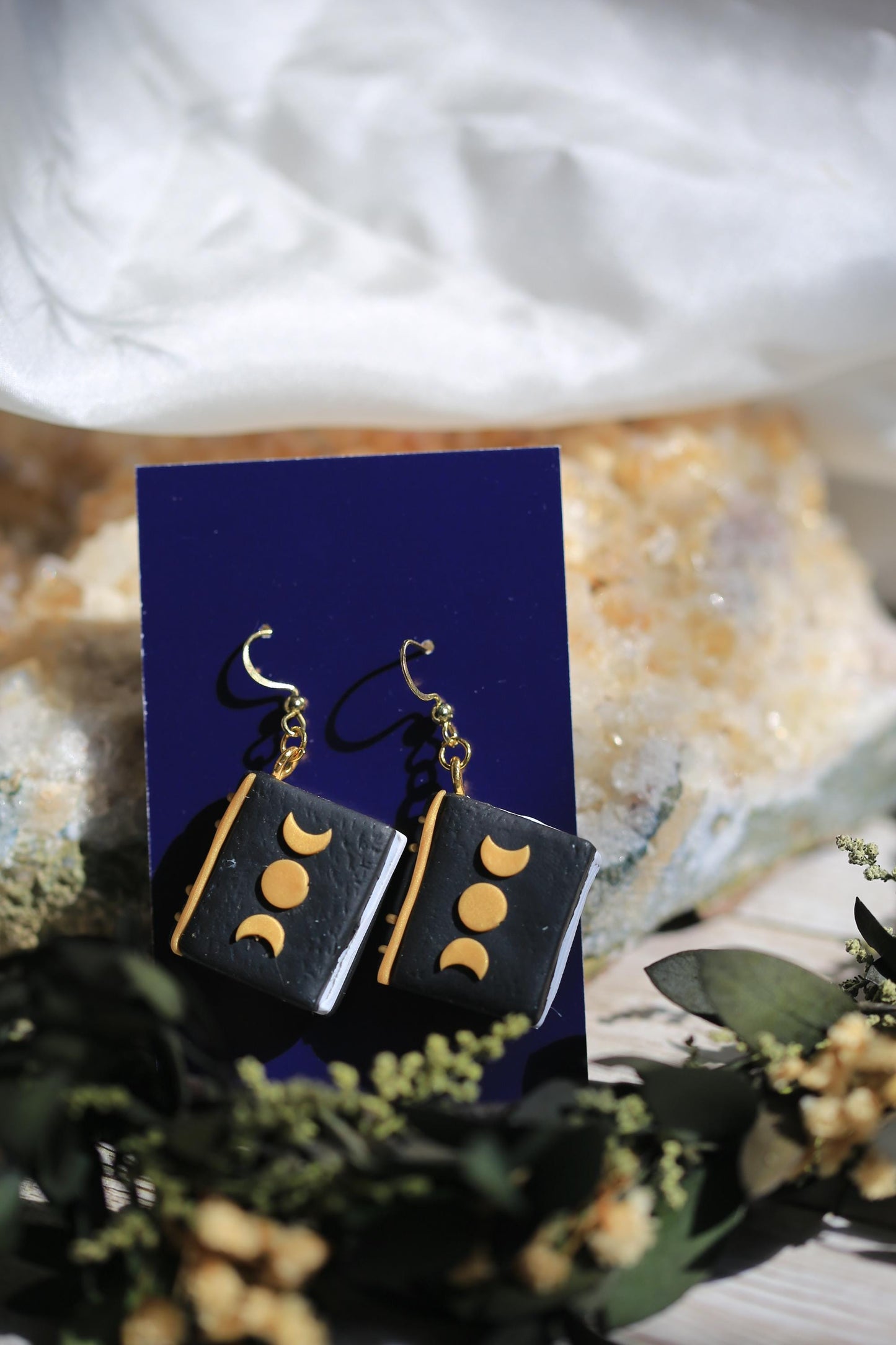 Handmade Witch Grimoire Spell Book Earrings