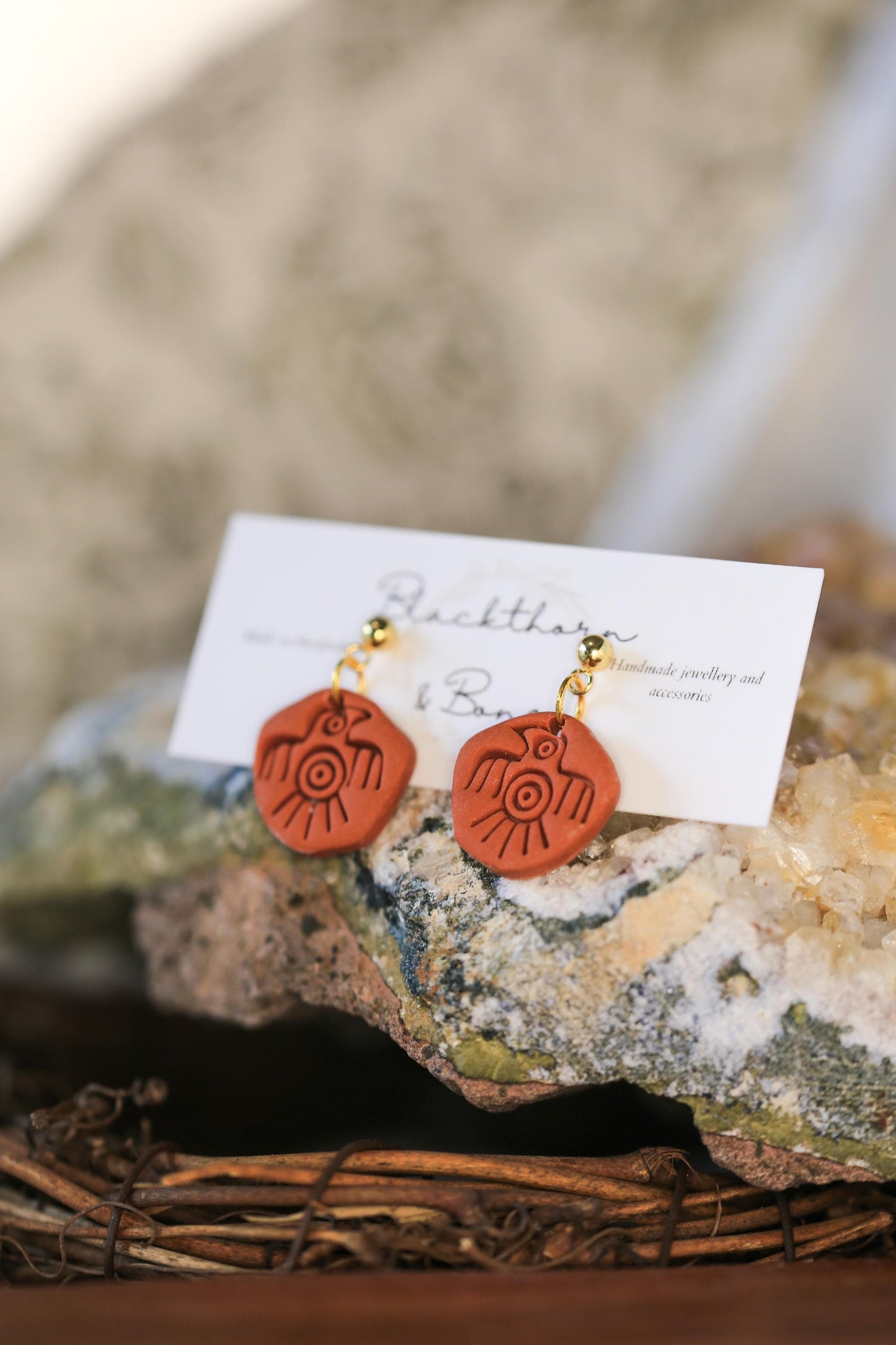 Ancient Bird Clay Earrings
