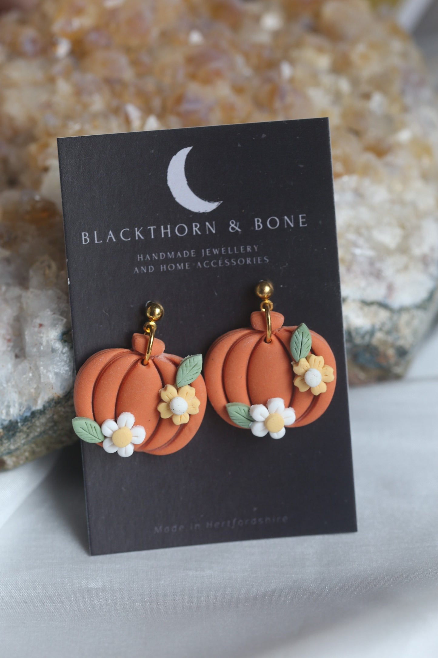 Handmade Floral Pumpkin Earrings