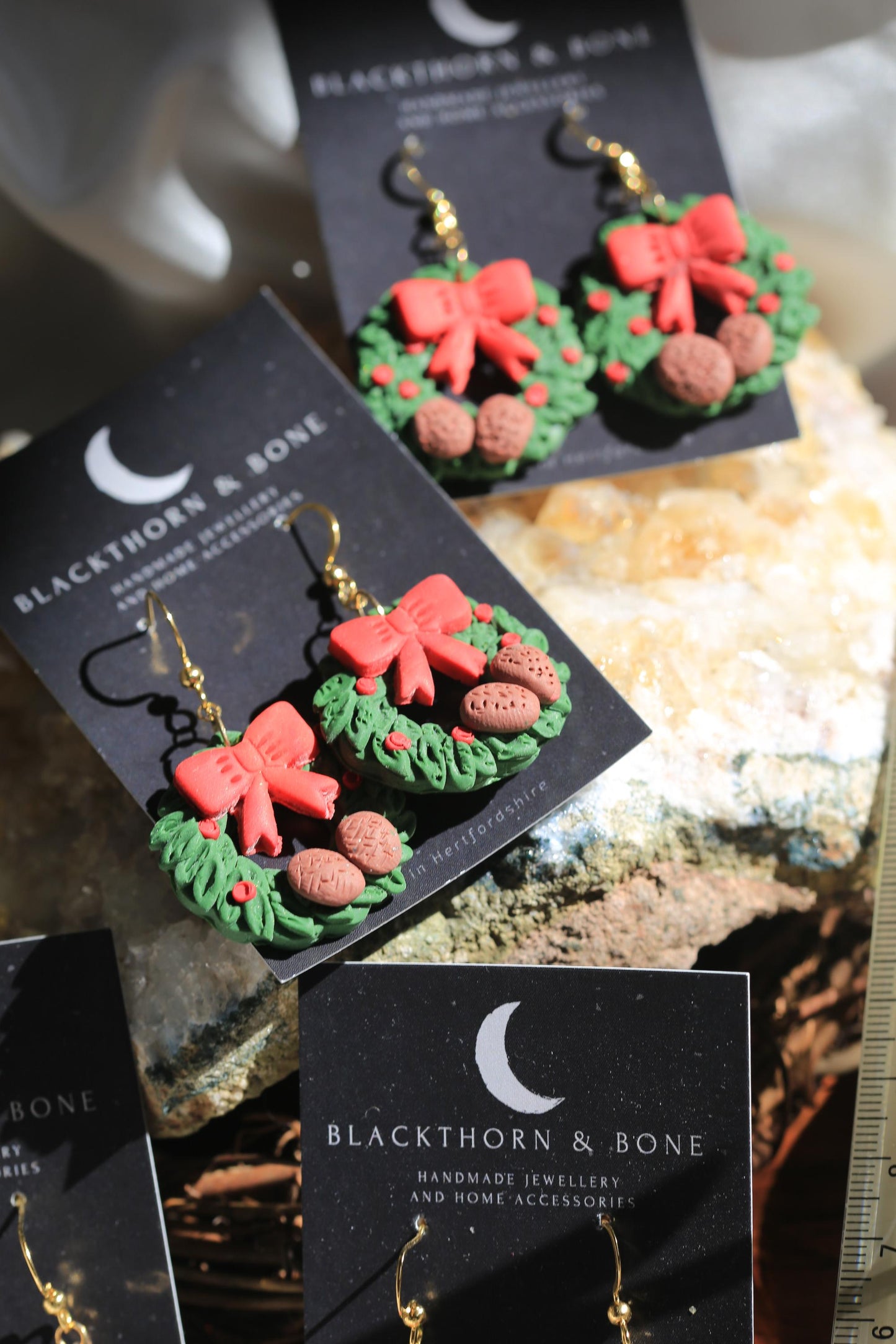 Christmas Wreath Clay Earrings