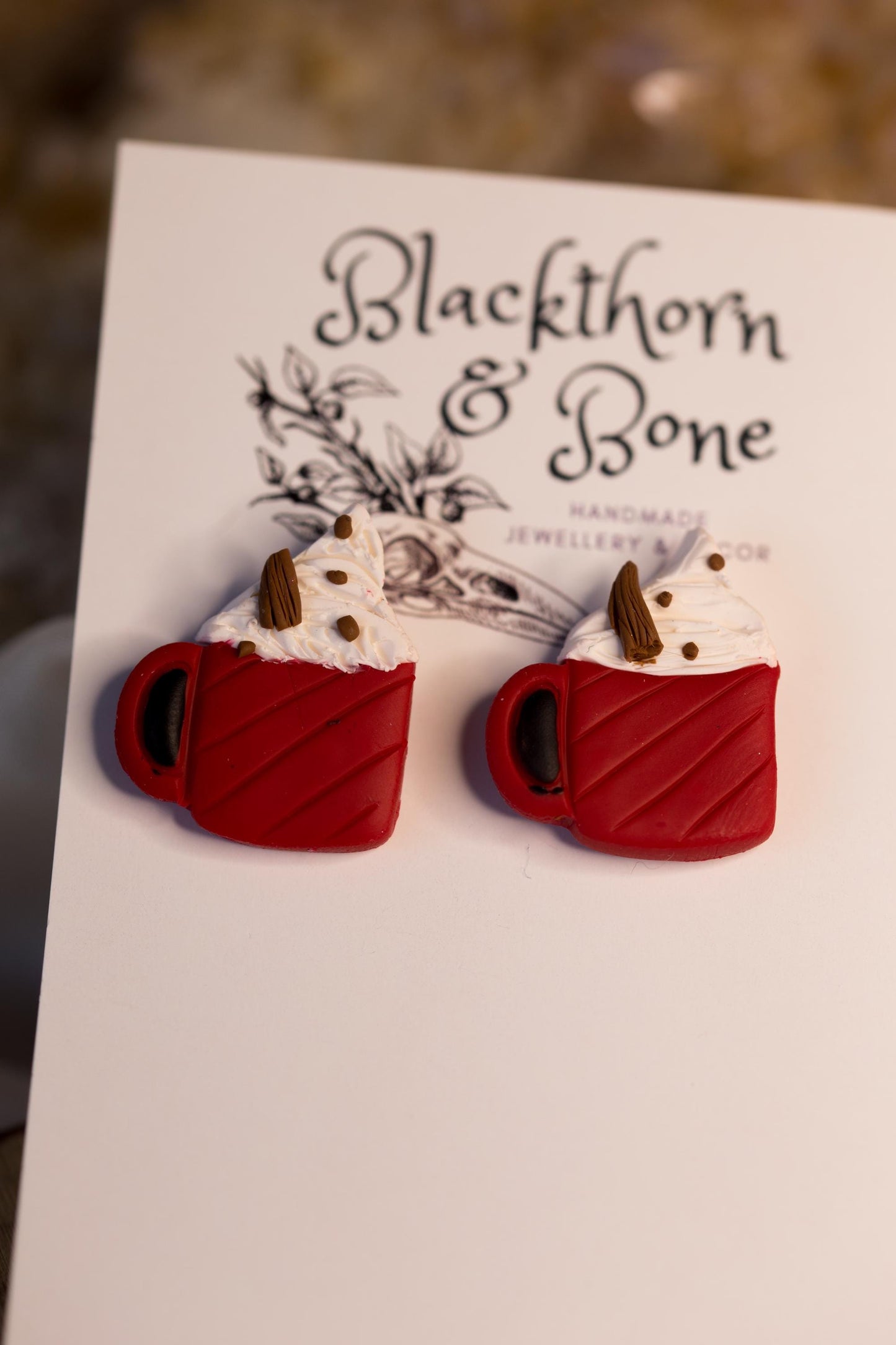 Hot Chocolate with Whipped Cream and Chocolate Earrings