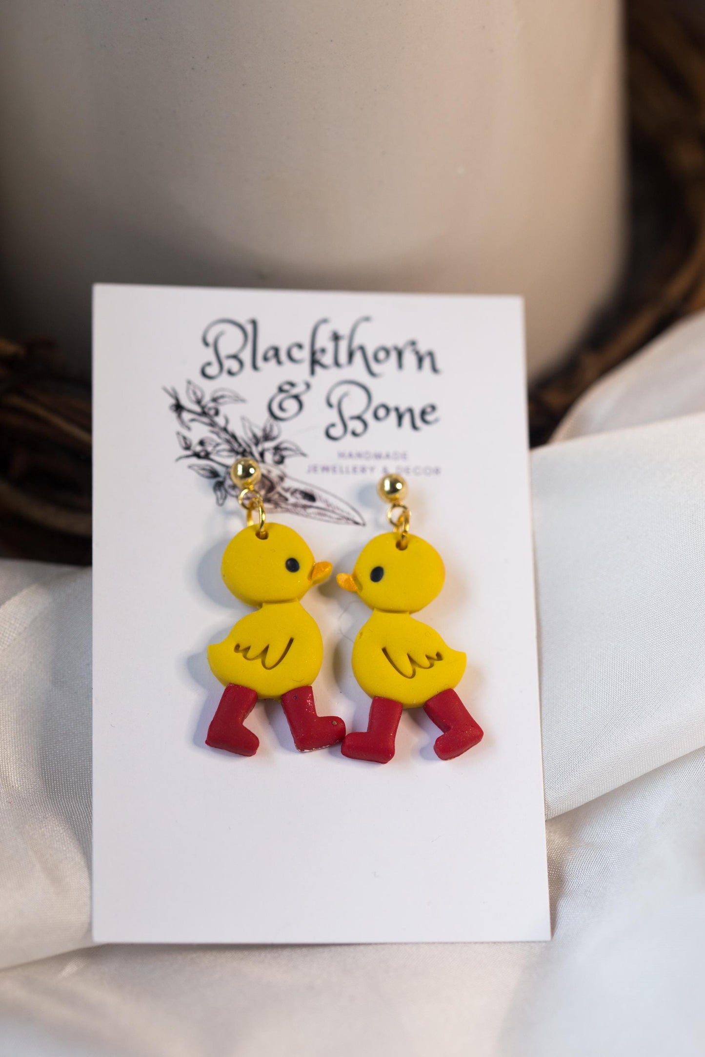 Duckling with Red Wellies Earrings