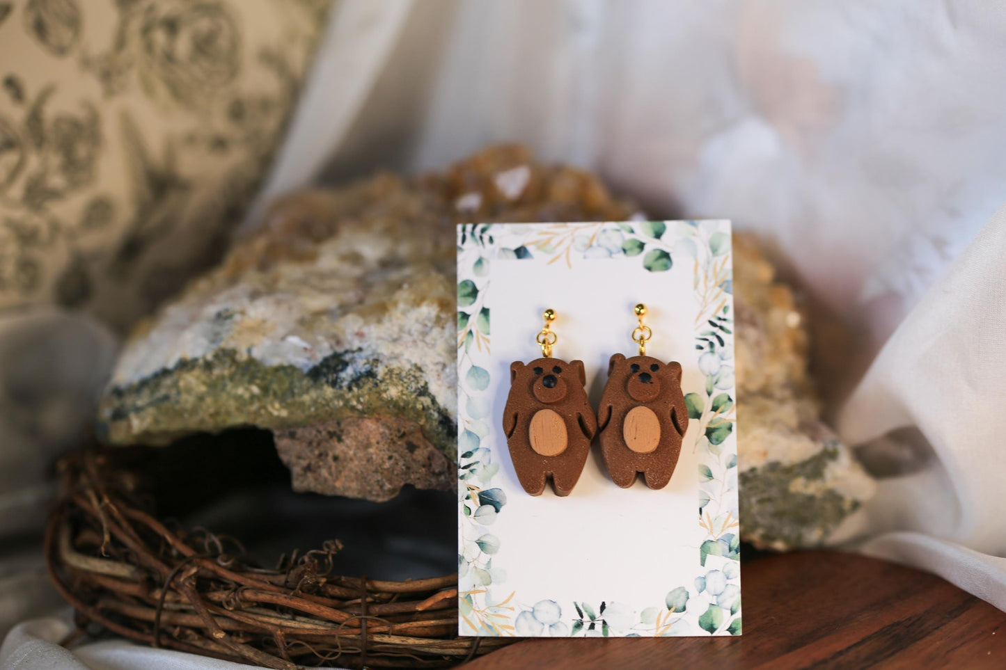 Brown Bear Earrings