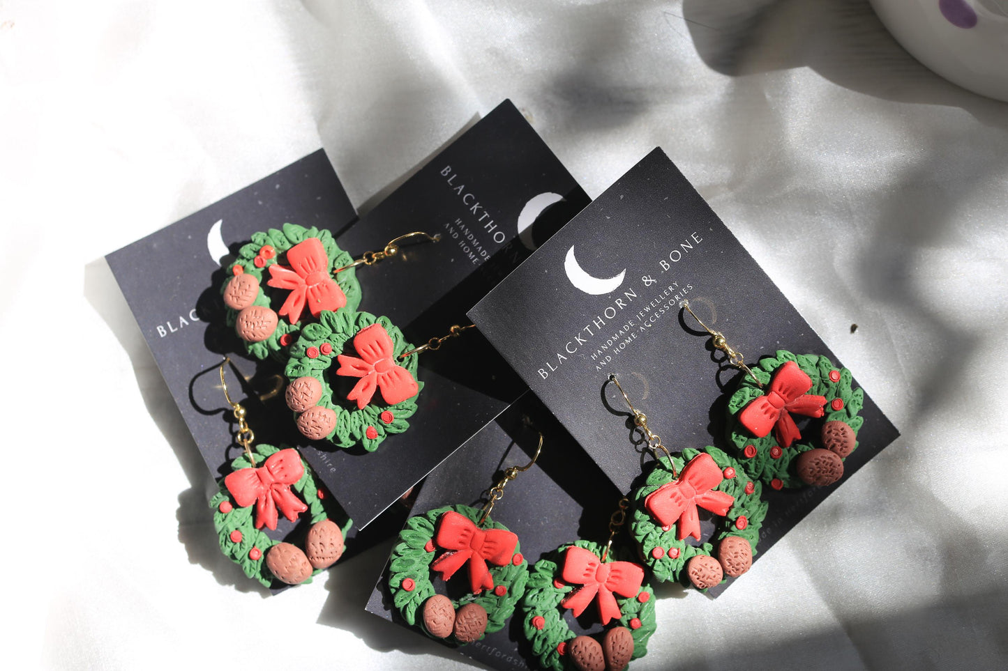 Christmas Wreath Clay Earrings