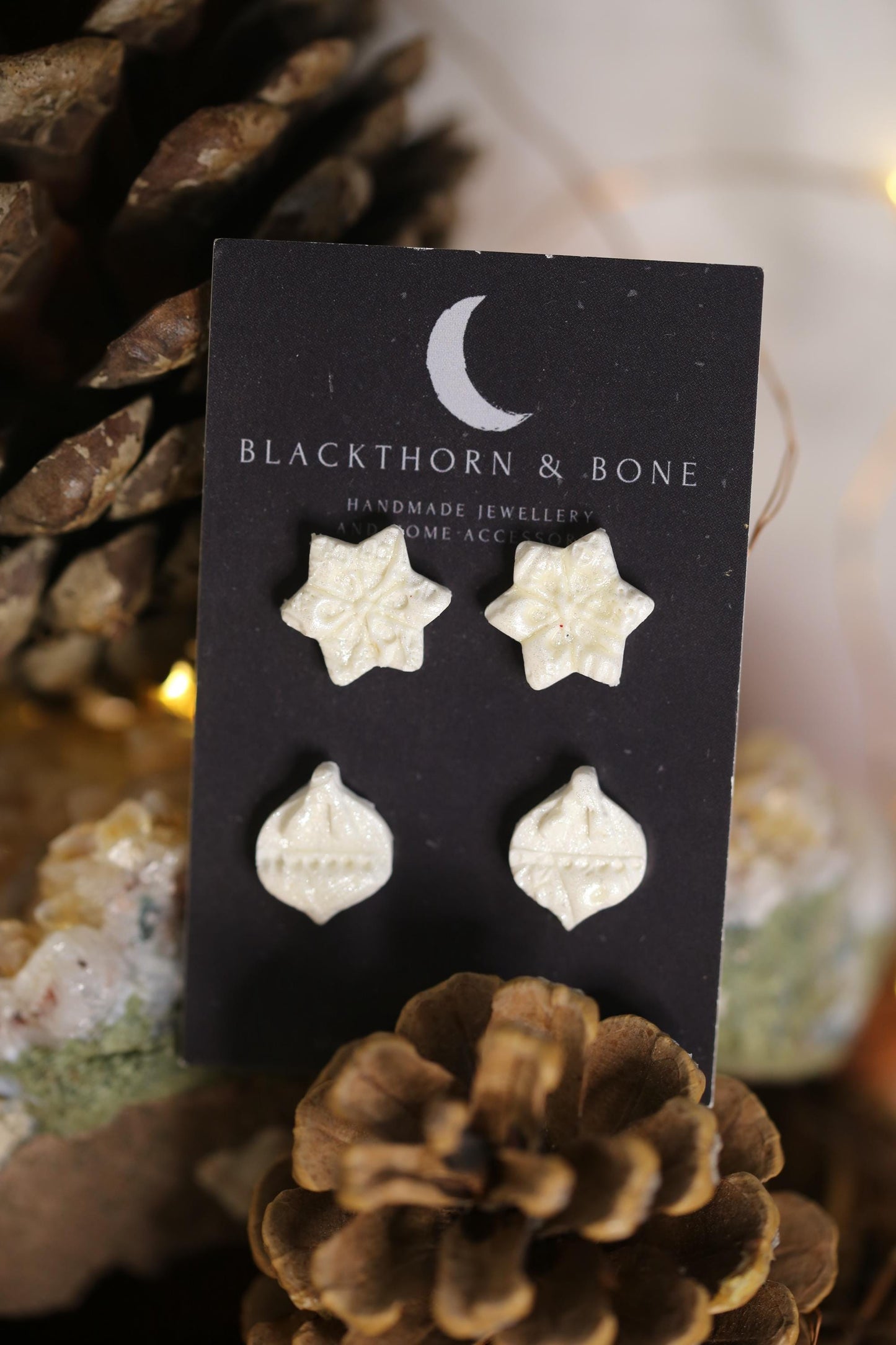 Snowflake and Bauble Studs