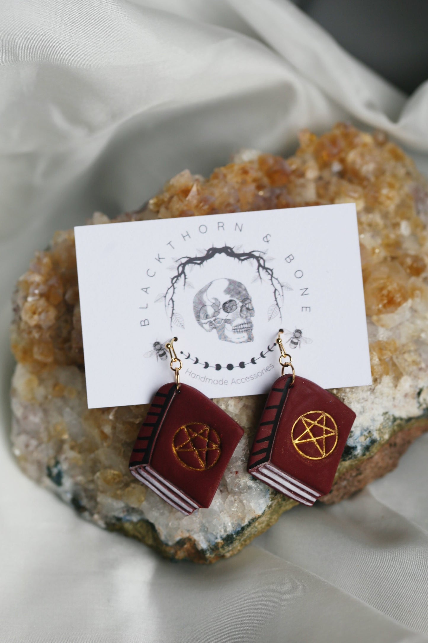 Handmade Witch Grimoire Earrings