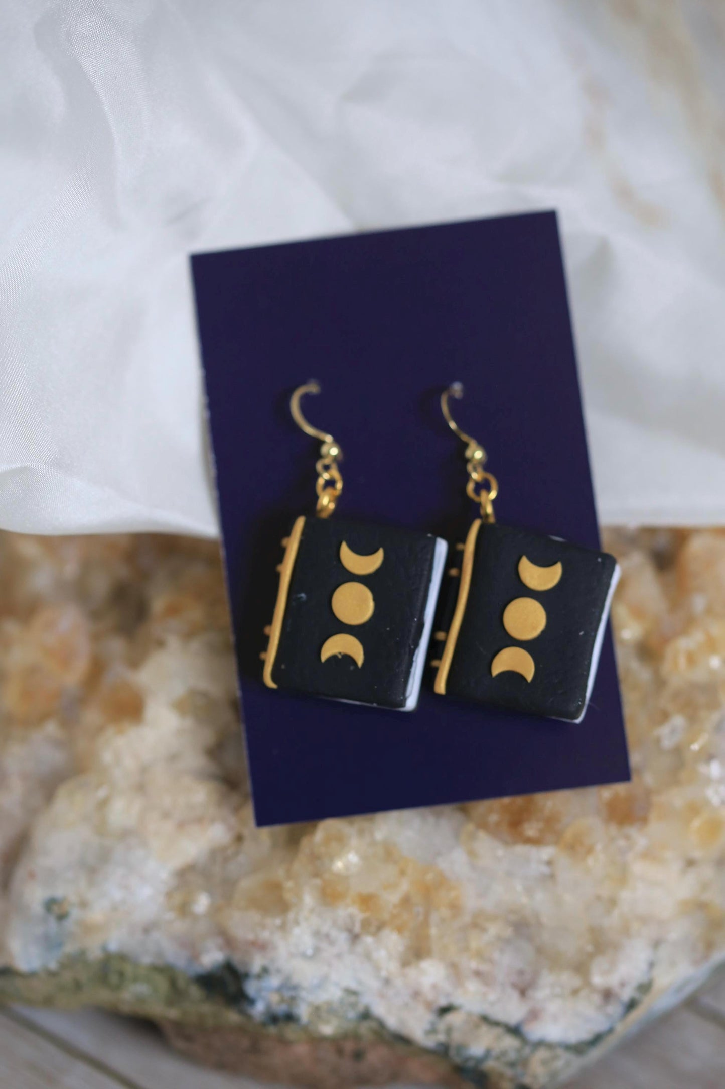 Handmade Witch Grimoire Spell Book Earrings