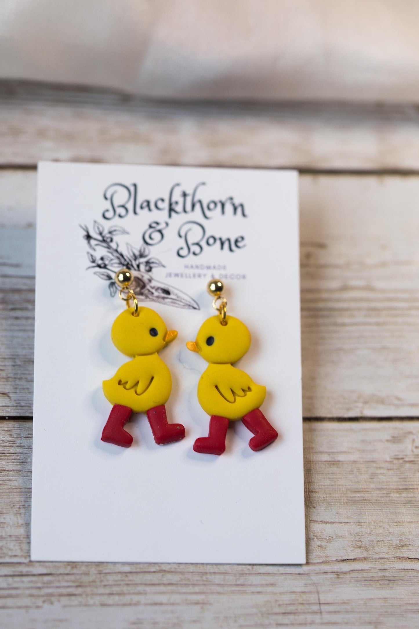 Duckling with Red Wellies Earrings